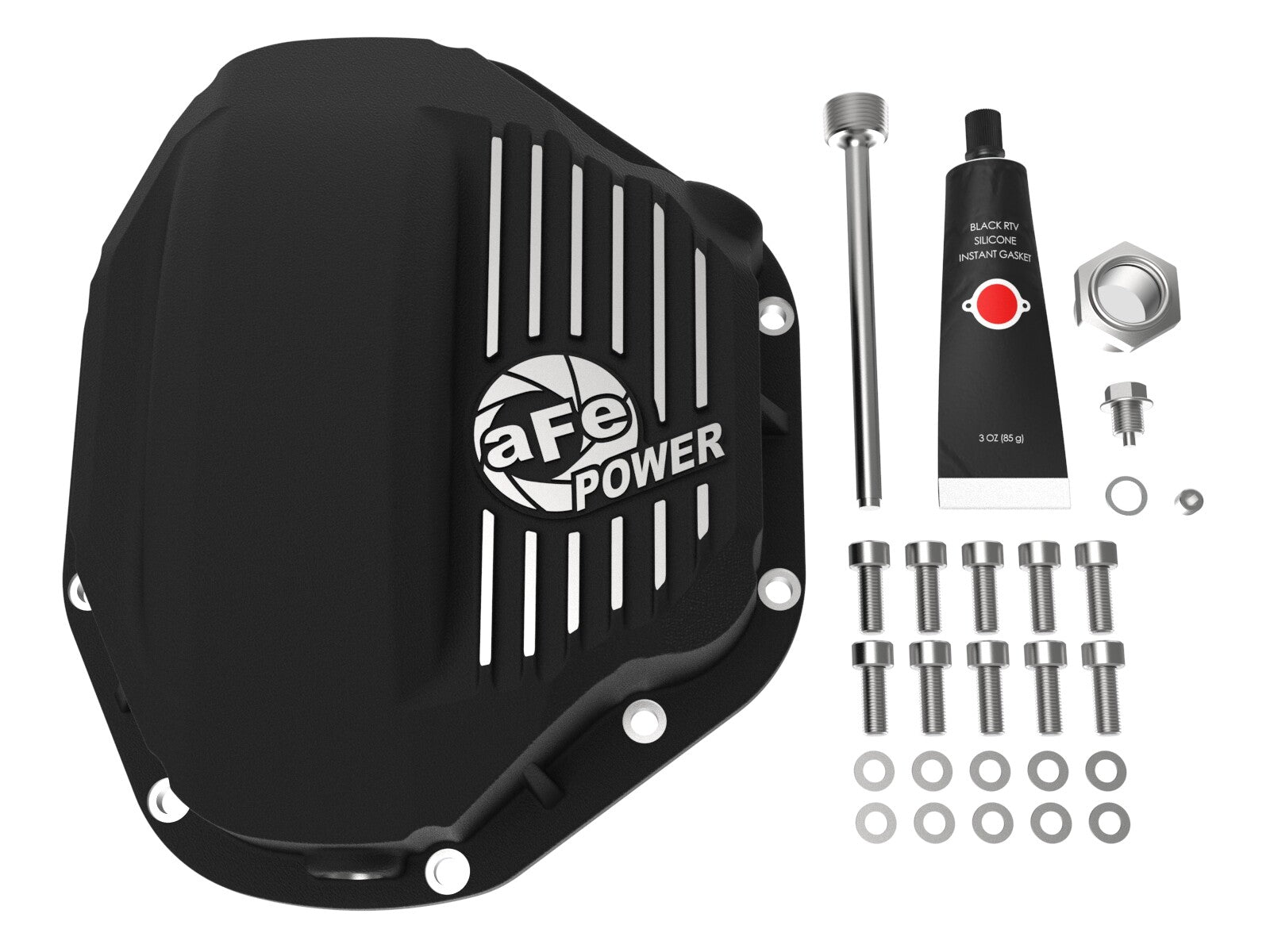 Pro Series Rear Differential Cover Black w/ Machined Fins Dodge Diesel Trucks 94-02 / Ford Diesel Trucks 99-07 aFe Power