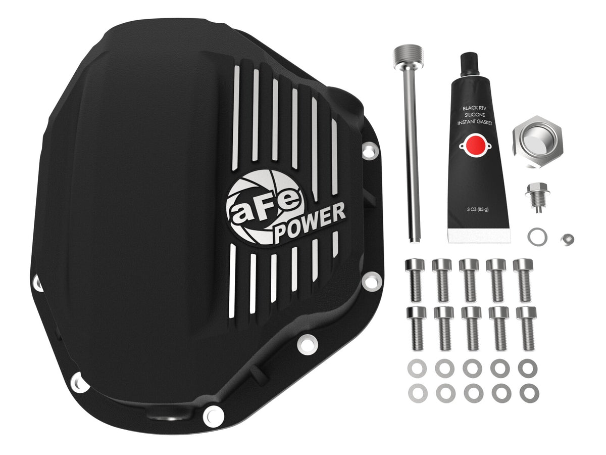 Pro Series Rear Differential Cover Black w/ Machined Fins Dodge Diesel Trucks 94-02 / Ford Diesel Trucks 99-07 aFe Power