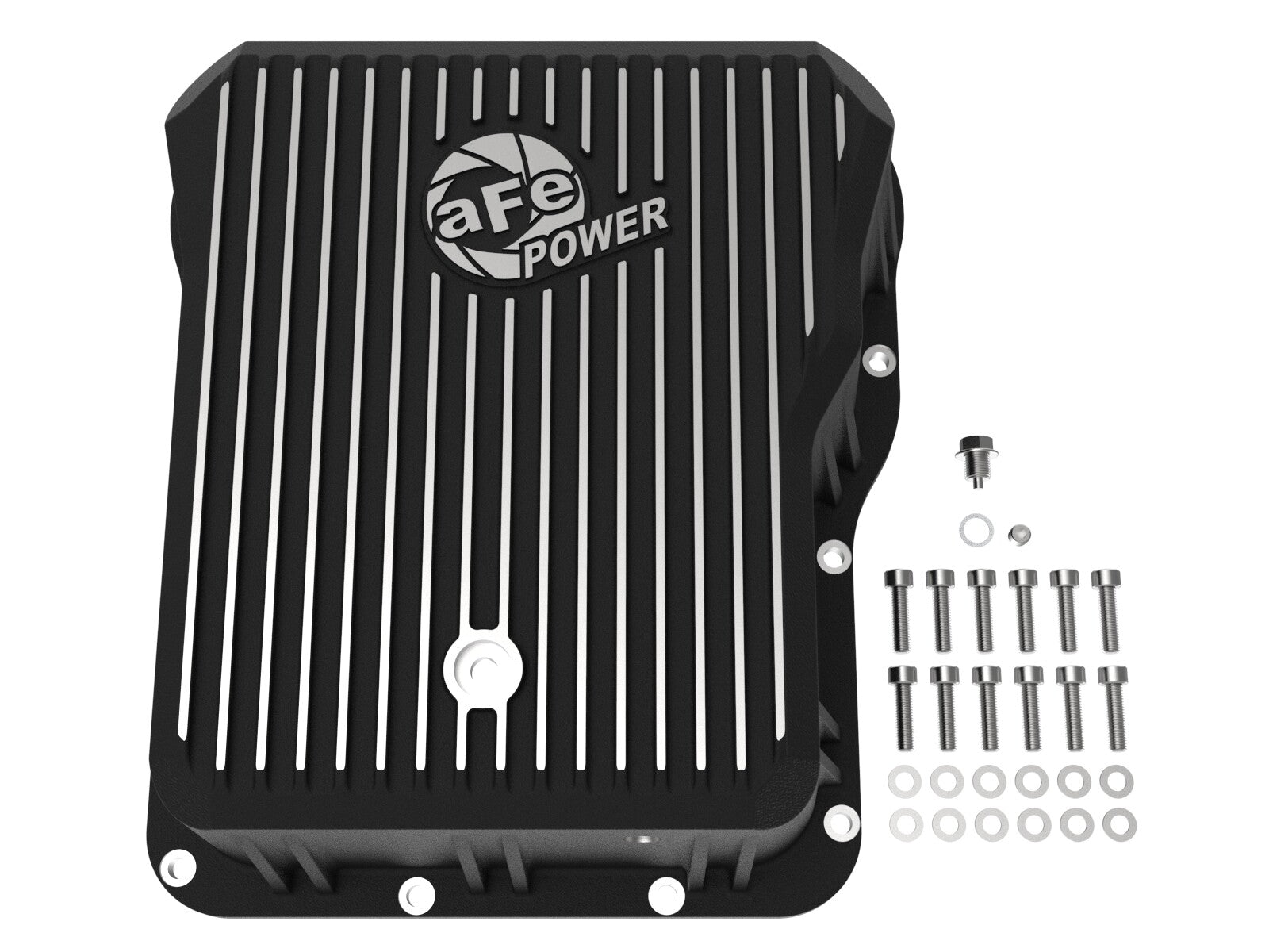 Pro Series Transmission Pan Black w/ Machined Fins GM Diesel Trucks 01-19 V8-6.6L (td) LB7/Lly/Lbz/Lmm/Lml/L5P aFe Power