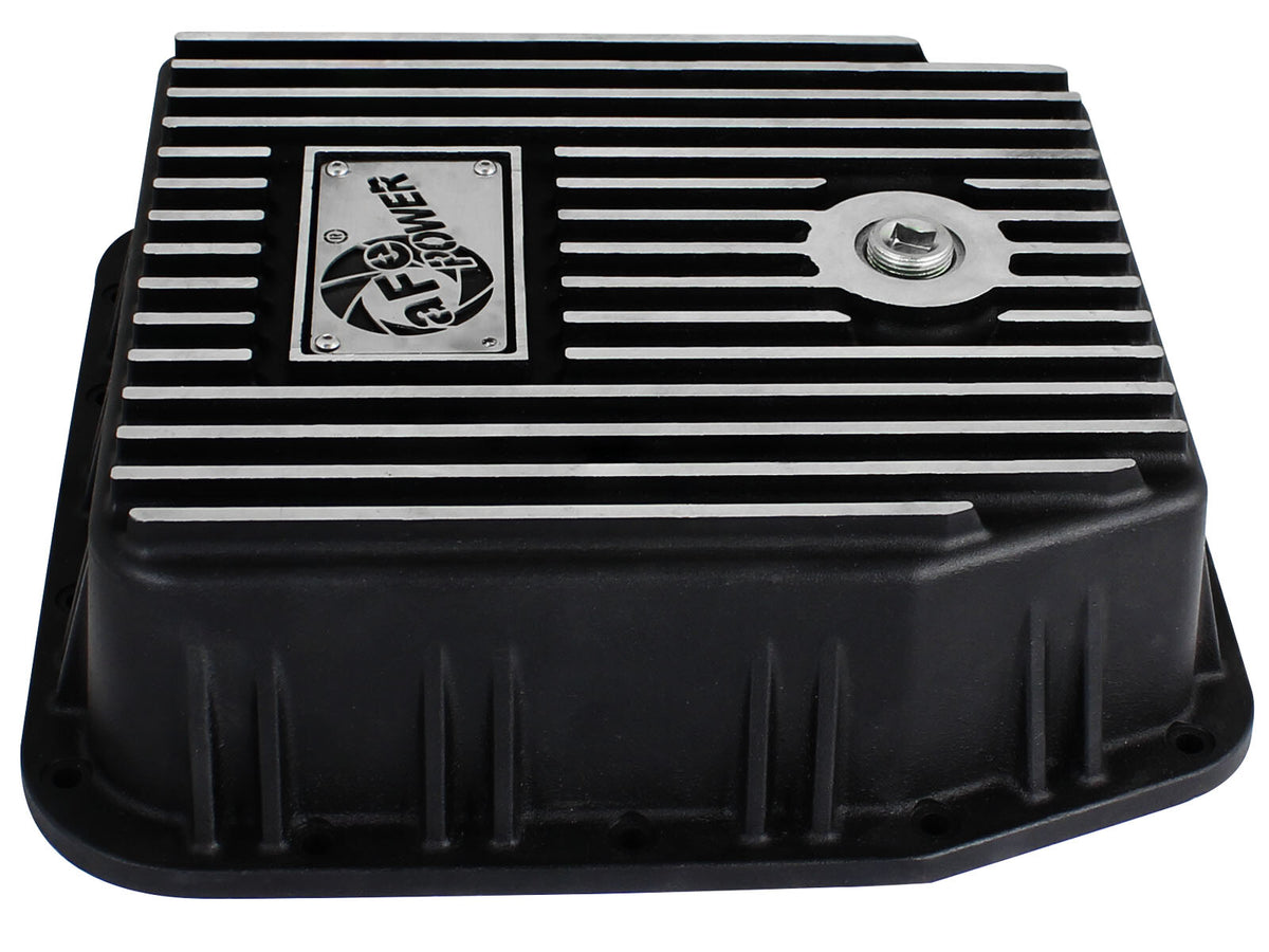 Pro Series Transmission Pan Black w/ Machined Fins Ford Trucks 93-08 aFe Power