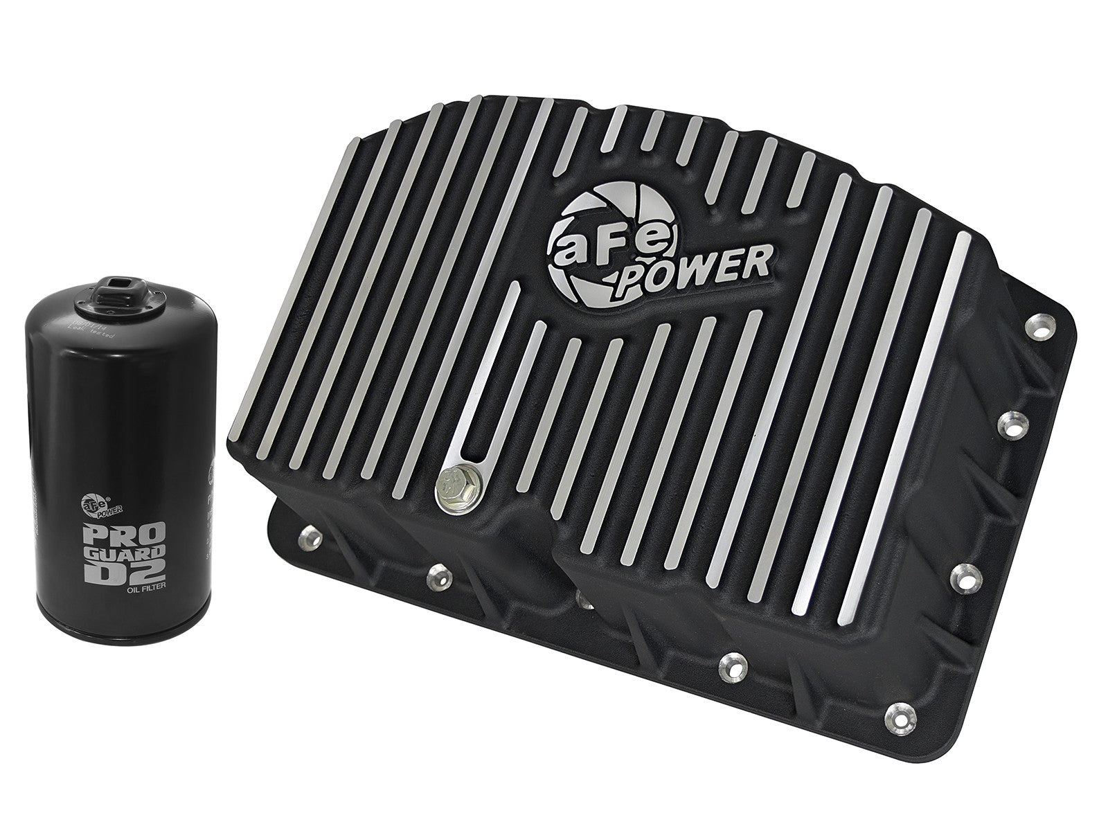 Pro Series Engine Oil Pan Black w/ Machined Fins Ford Diesel Trucks 11-26 V8-6.7L (td) aFe Power