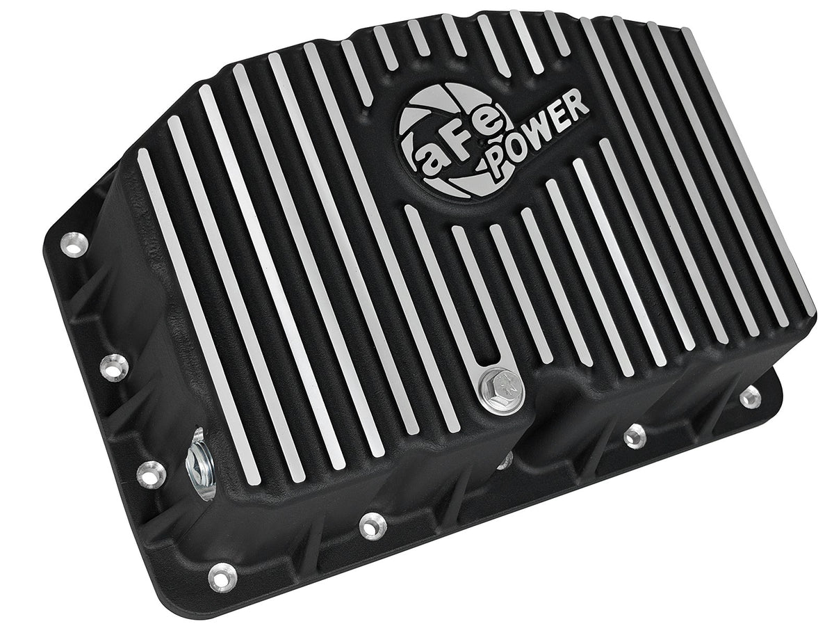 Pro Series Engine Oil Pan Black w/ Machined Fins Ford Diesel Trucks 11-26 V8-6.7L (td) aFe Power