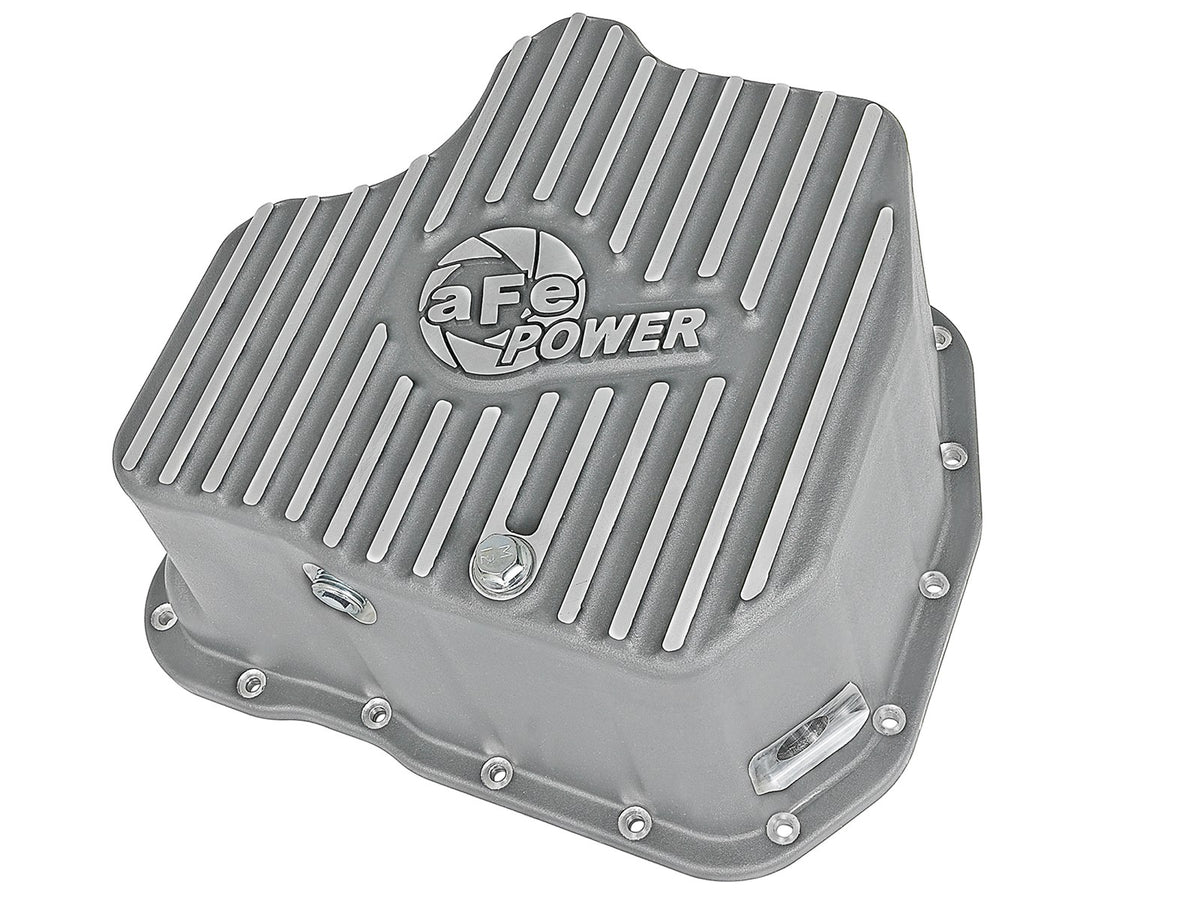 Street Series Engine Oil Pan Raw w/ Machined Fins GM Diesel Trucks 11-16 V8-6.6L (td) Lml 12 Quart Capacity aFe Power