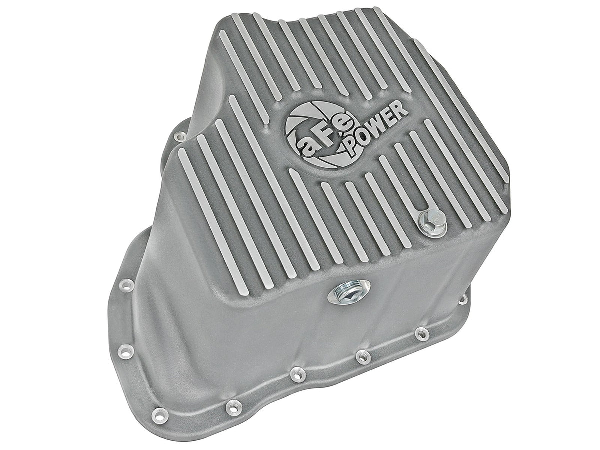 Street Series Engine Oil Pan Raw w/ Machined Fins GM Diesel Trucks 11-16 V8-6.6L (td) Lml 12 Quart Capacity aFe Power
