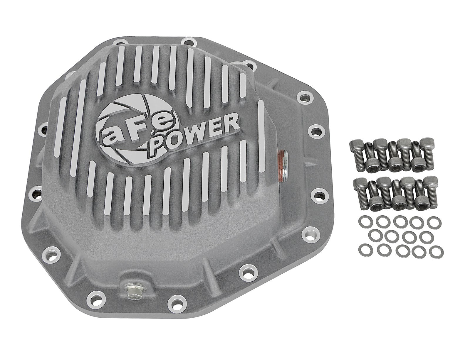 Street Series Rear Differential Cover Raw w/ Machined Fins Ford Diesel Trucks 17-23 V8-6.7L (td) (Dana M275-14) aFe Power