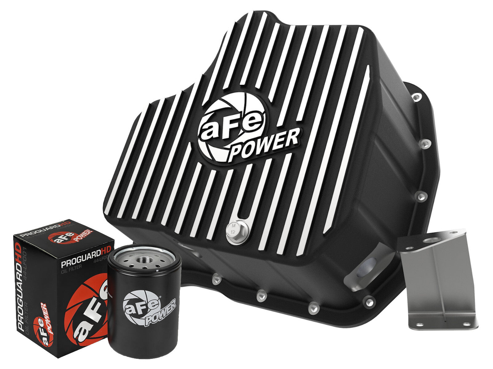 Pro Series Engine Oil Pan Black w/ Machined Fins GM Diesel Trucks 01-10 V8-6.6L (td) LB7/Lly/Lbz/Lmm 11 aFe Power