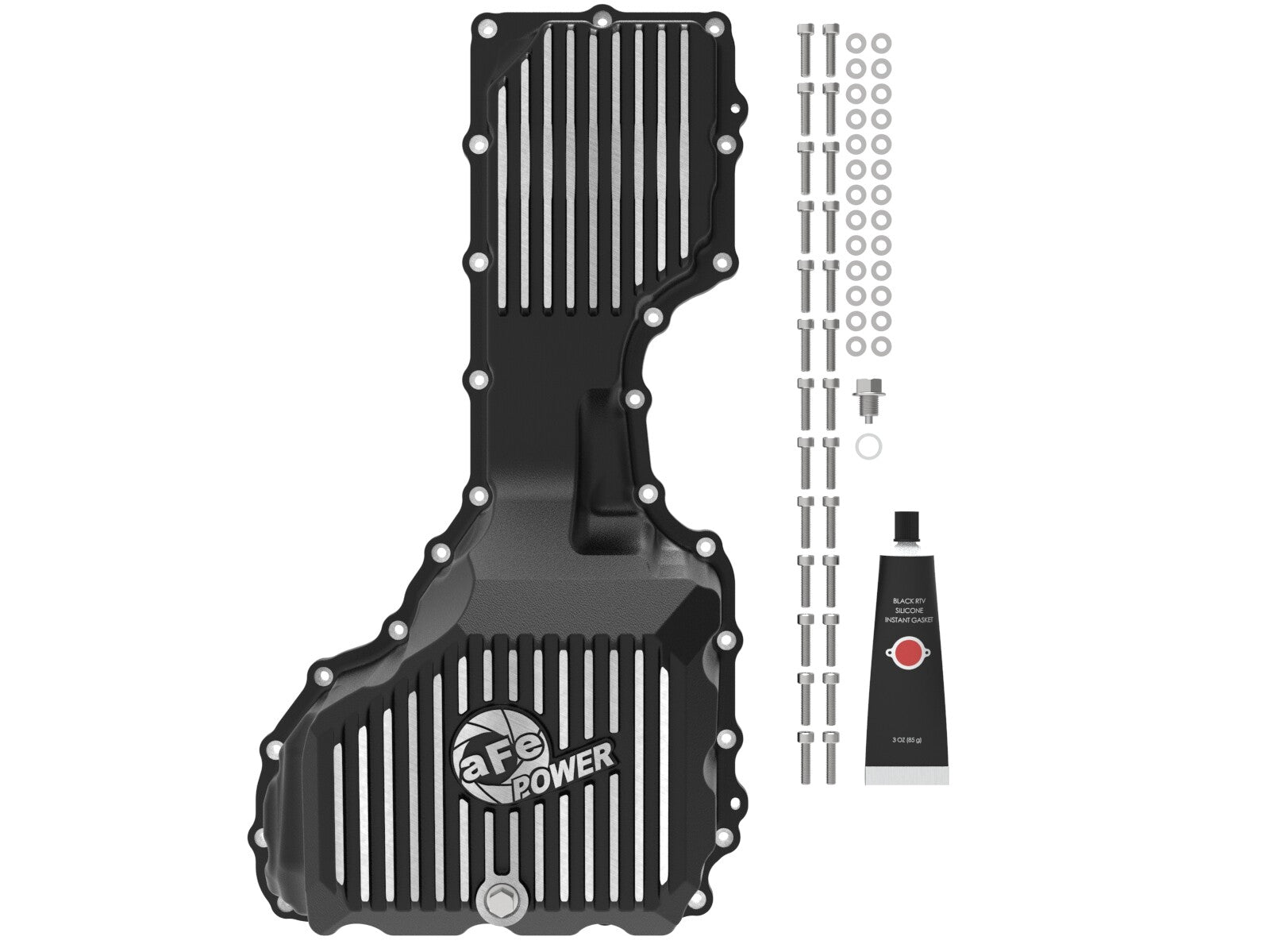 Pro Series Engine Oil Pan Black w/ Machined Fins GM Diesel Trucks 17-19 V8-6.6L (td) L5P aFe Power