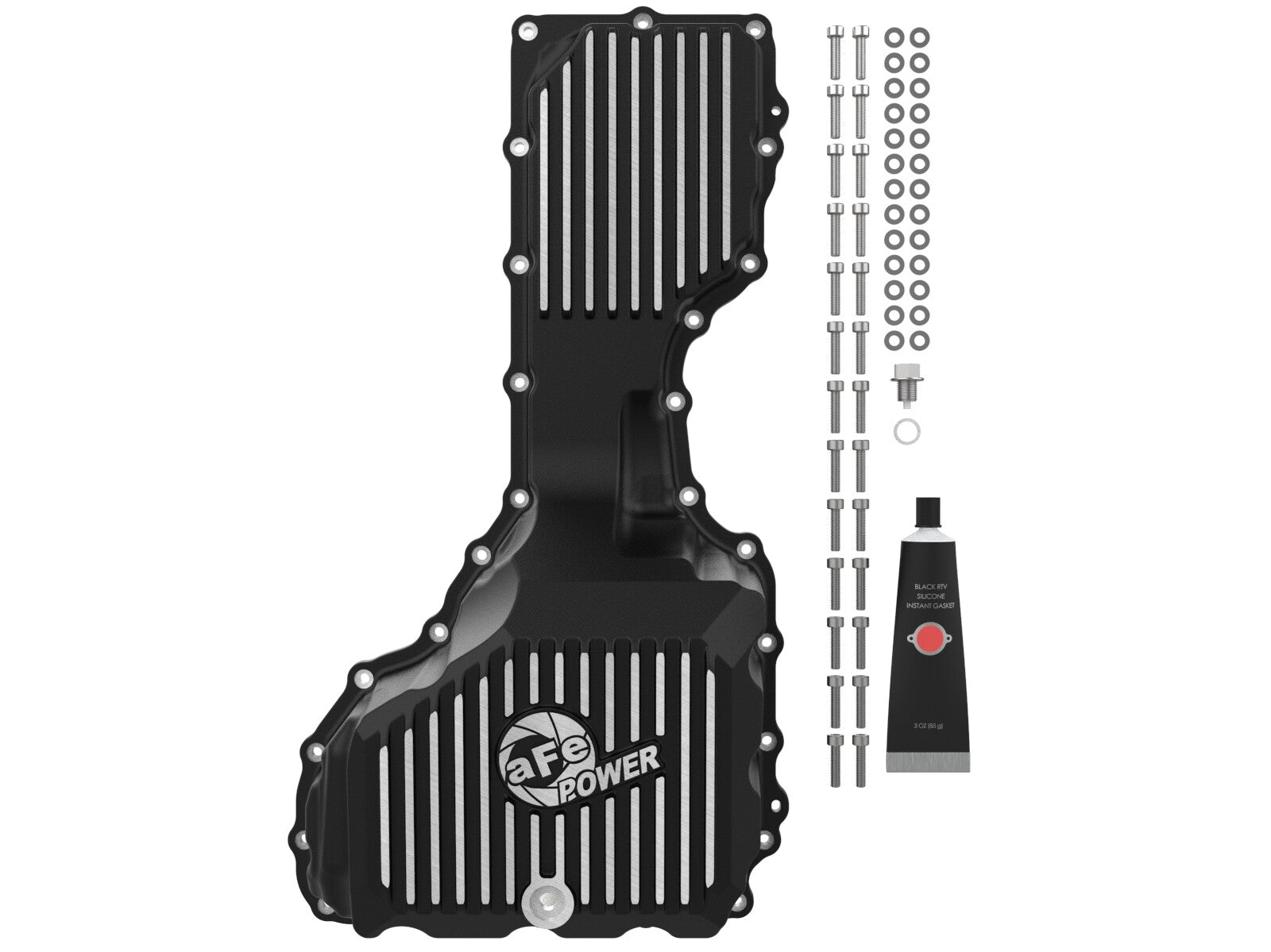 Pro Series Engine Oil Pan Black w/ Machined Fins GM Diesel Trucks 20-26 V8-6.6L (td) L5P aFe Power