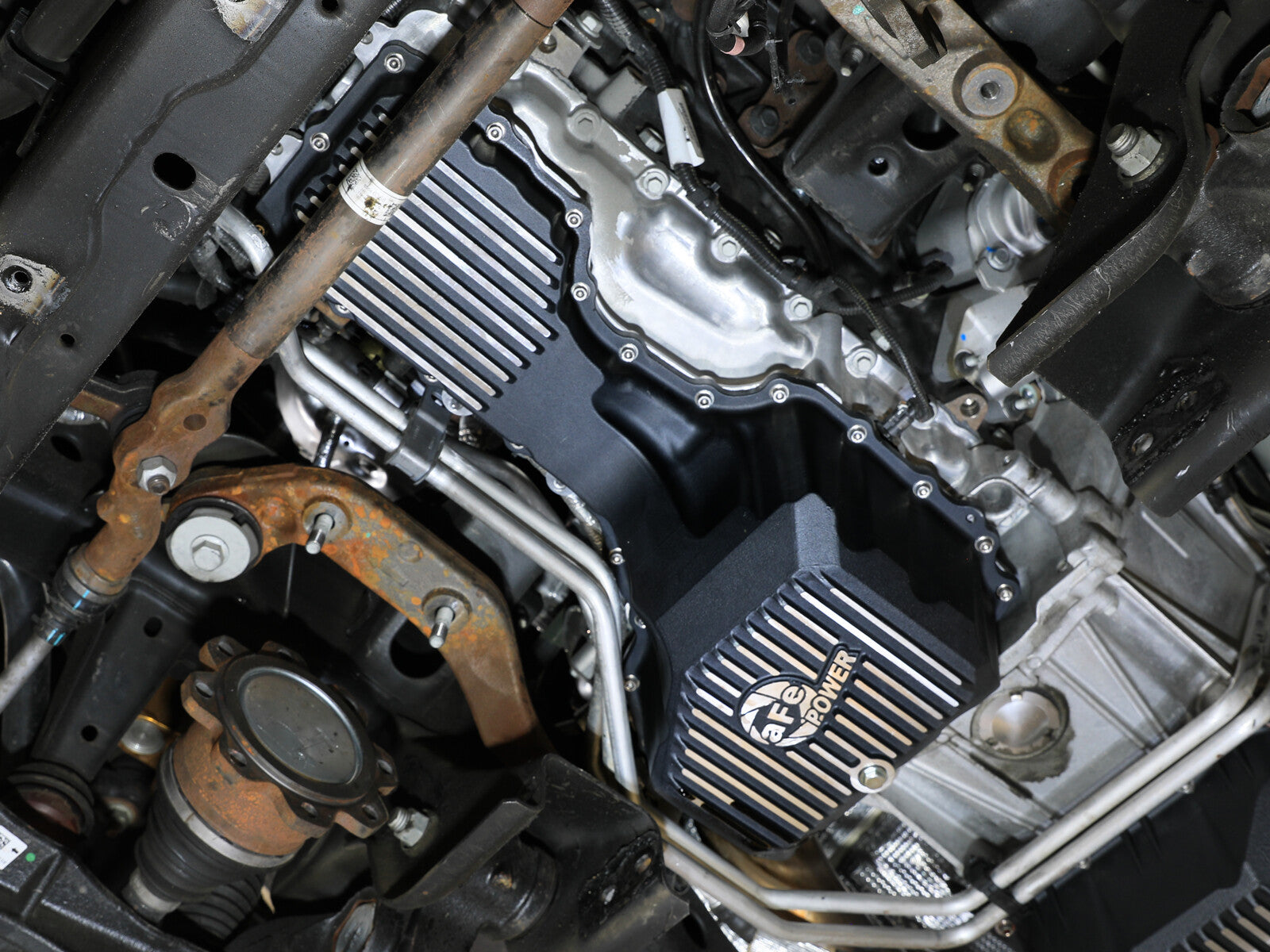 Pro Series Engine Oil Pan Black w/ Machined Fins GM Diesel Trucks 20-26 V8-6.6L (td) L5P aFe Power