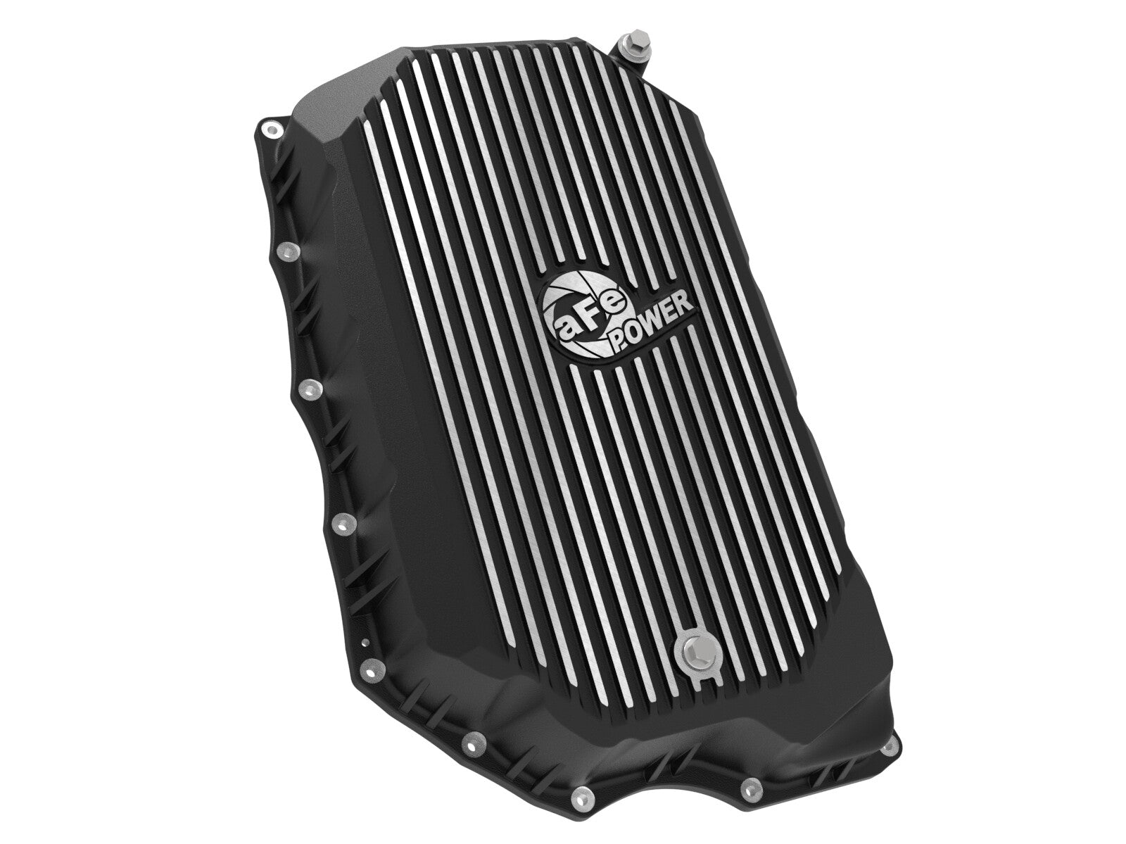 Pro Series Transmission Pan Black w/ Machined Fins GM Diesel Trucks 20-26 V8-6.6L (td) L5P aFe Power