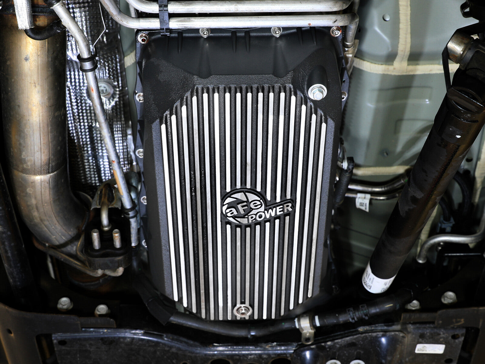 Pro Series Transmission Pan Black w/ Machined Fins GM Diesel Trucks 20-26 V8-6.6L (td) L5P aFe Power