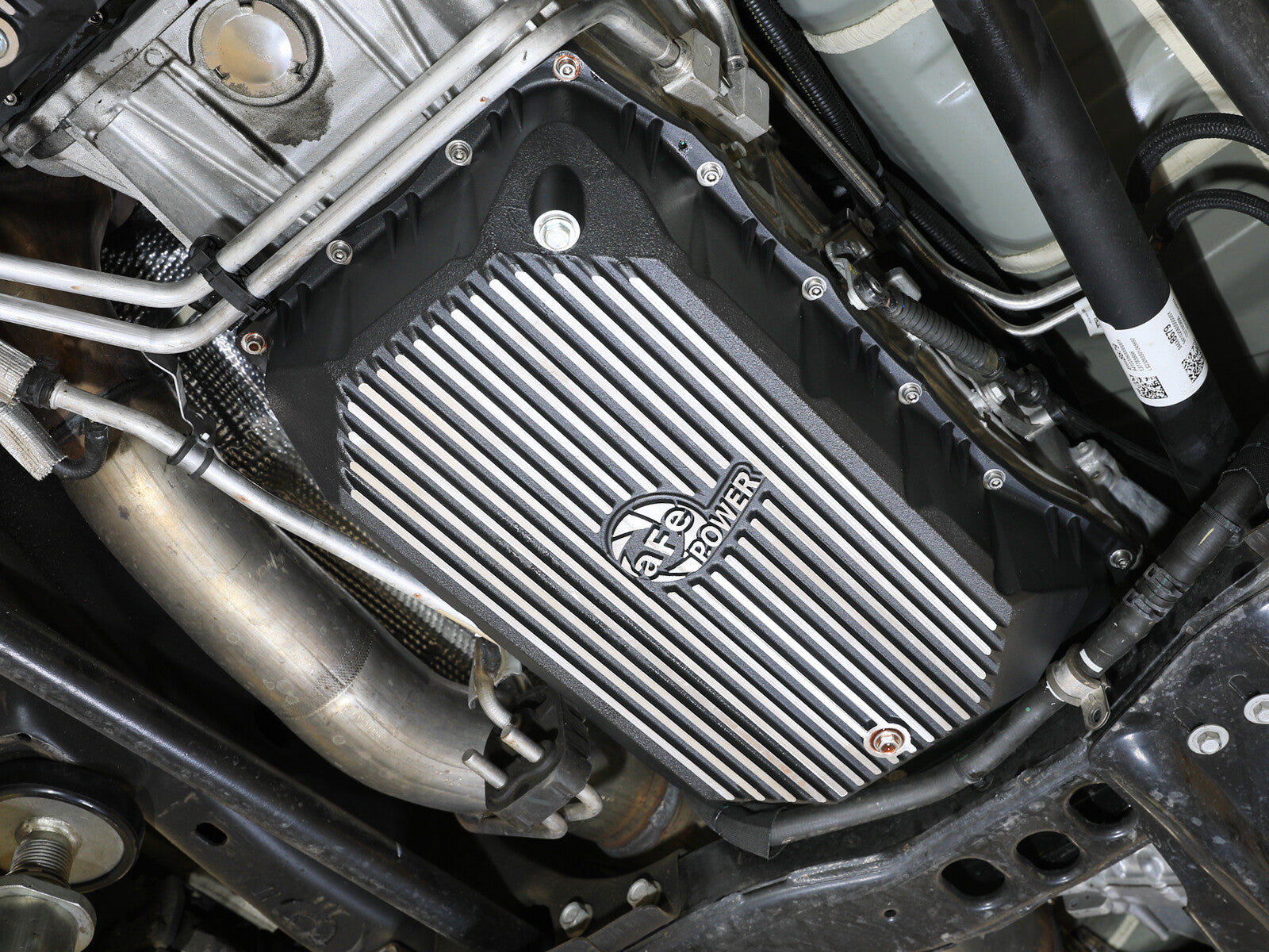 Pro Series Transmission Pan Black w/ Machined Fins GM Diesel Trucks 20-26 V8-6.6L (td) L5P aFe Power