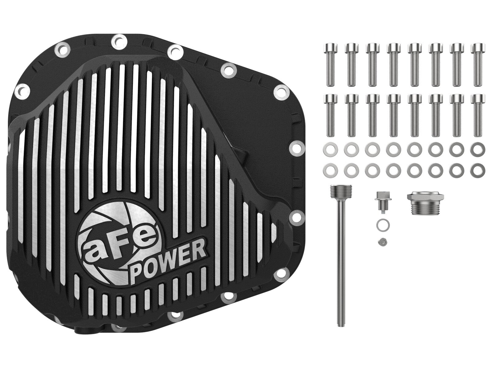 Pro Series Rear Differential Cover Black w/ Machined Fins Ford F-250/350 23-26 V8 (Sterling 11.6) aFe Power