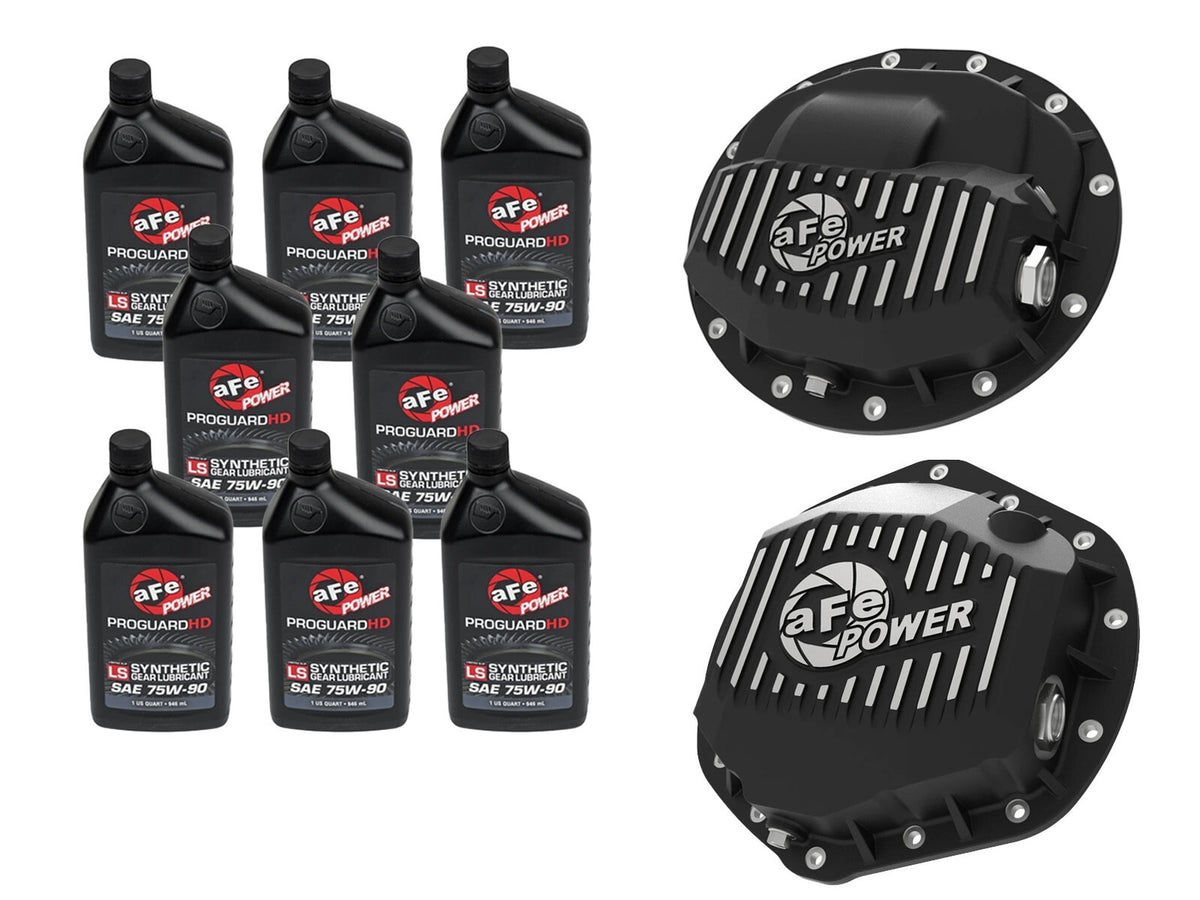 Front & Rear Diff Guard Package w/ Oil Ram Diesel Trucks 13-18 L6 (Aam 9.25-12 & Aam 11.5/11.8-14) aFe Power
