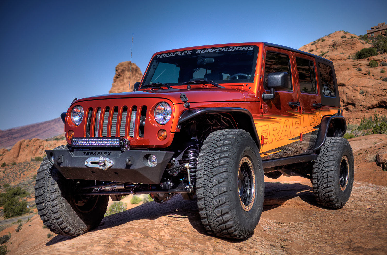 07-18 Wrangler JK RockGuard Epic Front Bumper Offset Drum Winch TeraFlex