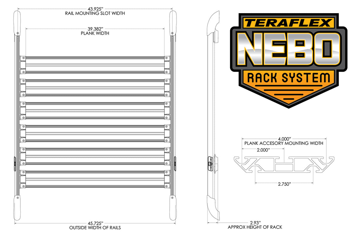 07-18 Wrangler JK 4 Door Nebo Roof Rack Cargo Slat Kit Black 6-Piece TeraFlex