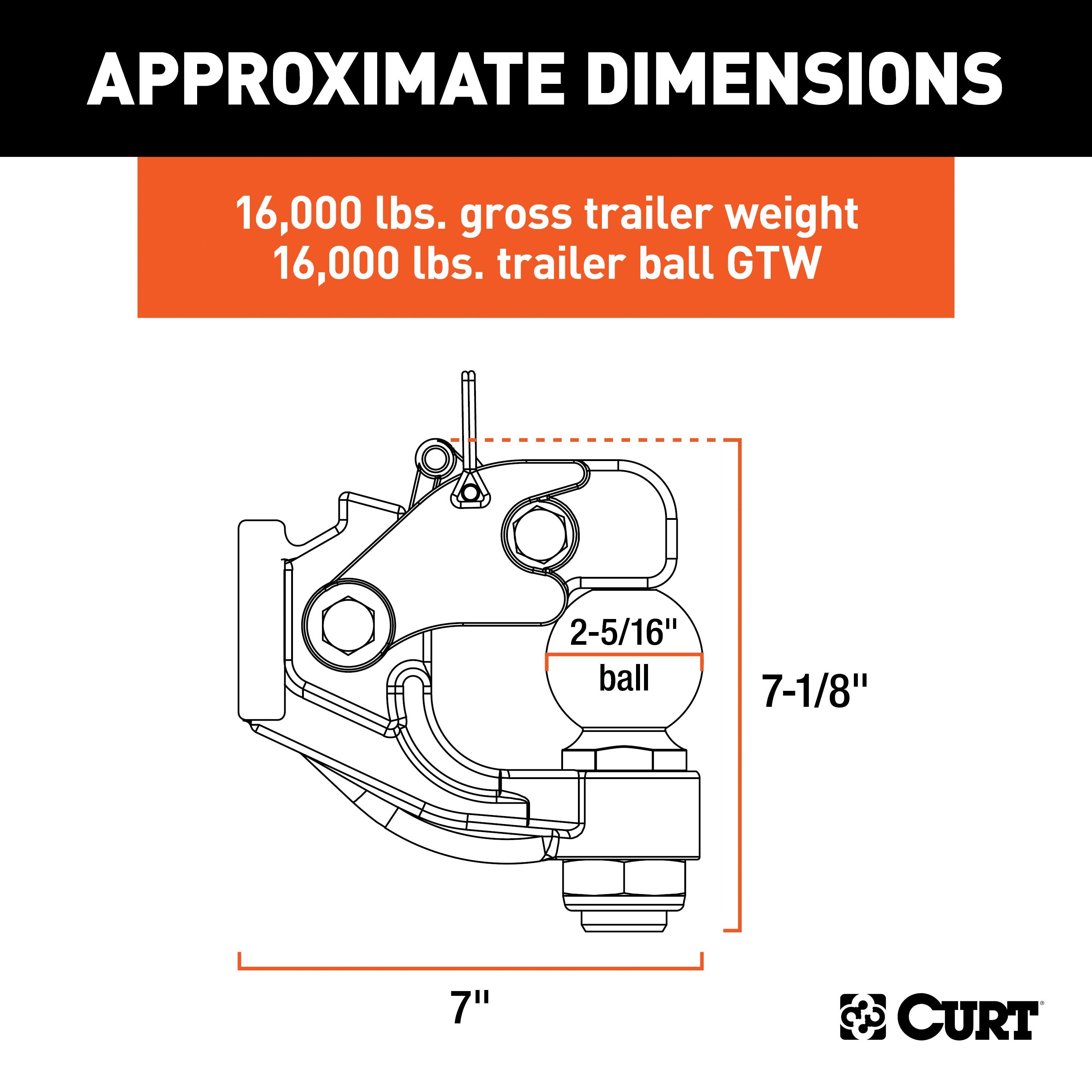 CURT Pintle Hitch with 2-5/16-Inch Trailer Ball, 16,000 lbs, Mount Required Model 48200