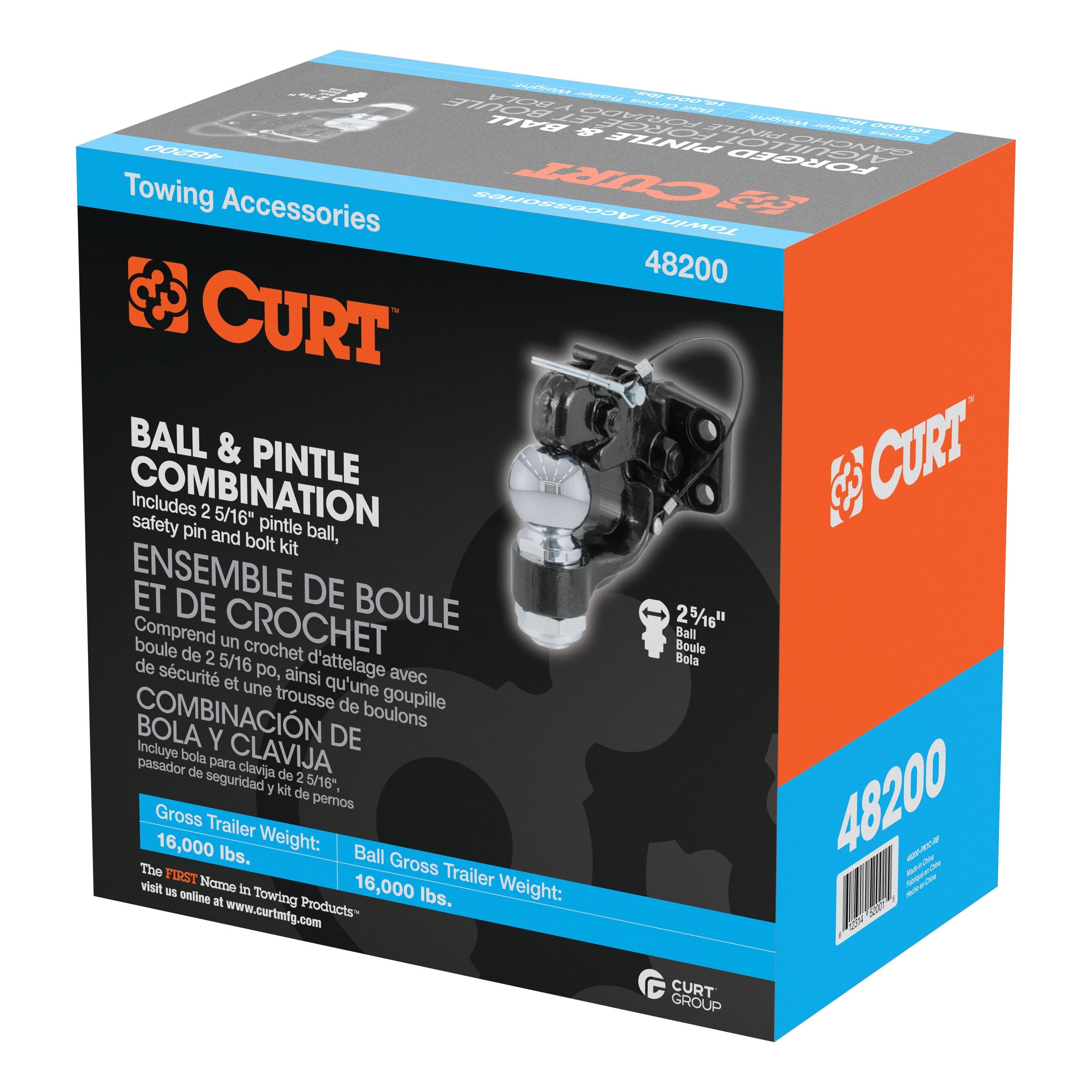 CURT Pintle Hitch with 2-5/16-Inch Trailer Ball, 16,000 lbs, Mount Required Model 48200