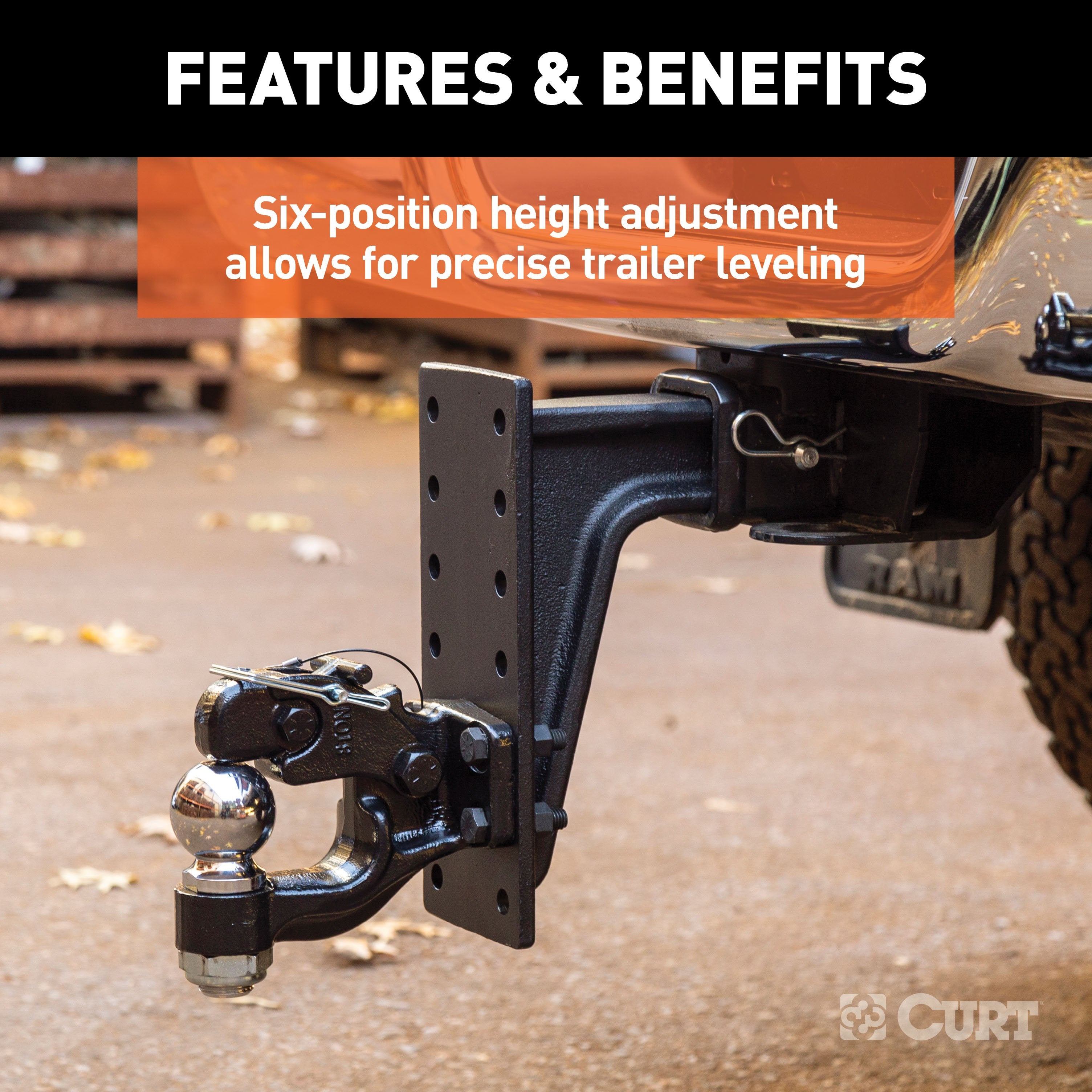 CURT Adjustable Pintle Mount for 2-1/2-Inch Hitch Receiver, 20,000 lbs, 12-1/2-Inch Height, 10-3/4-Inch Length Model 48349