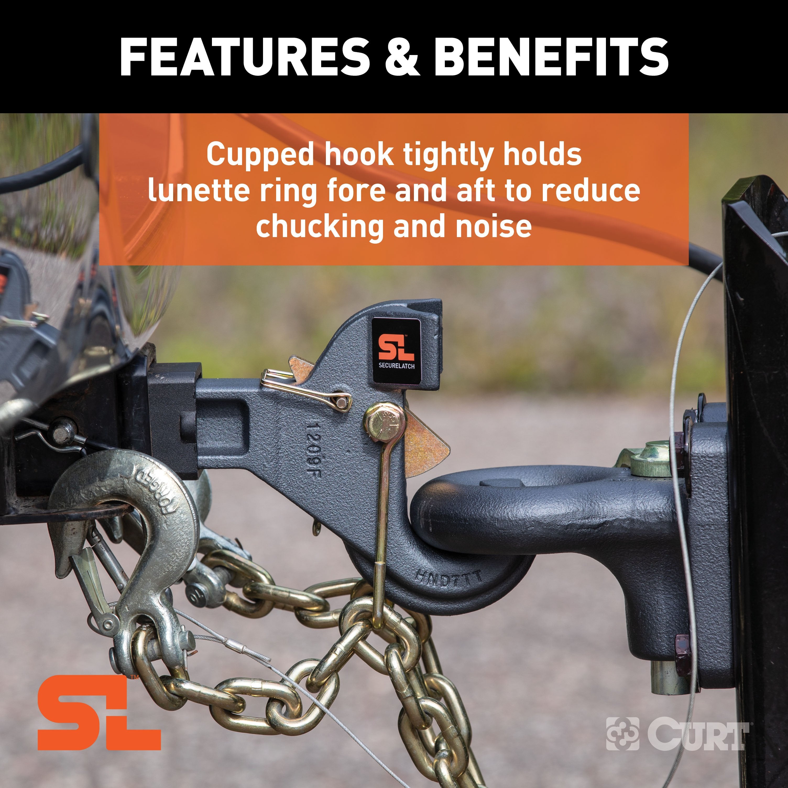 CURT SecureLatch Receiver-Mount Pintle Hook, 2-Inch Shank, 14,000 Pounds Model 48405