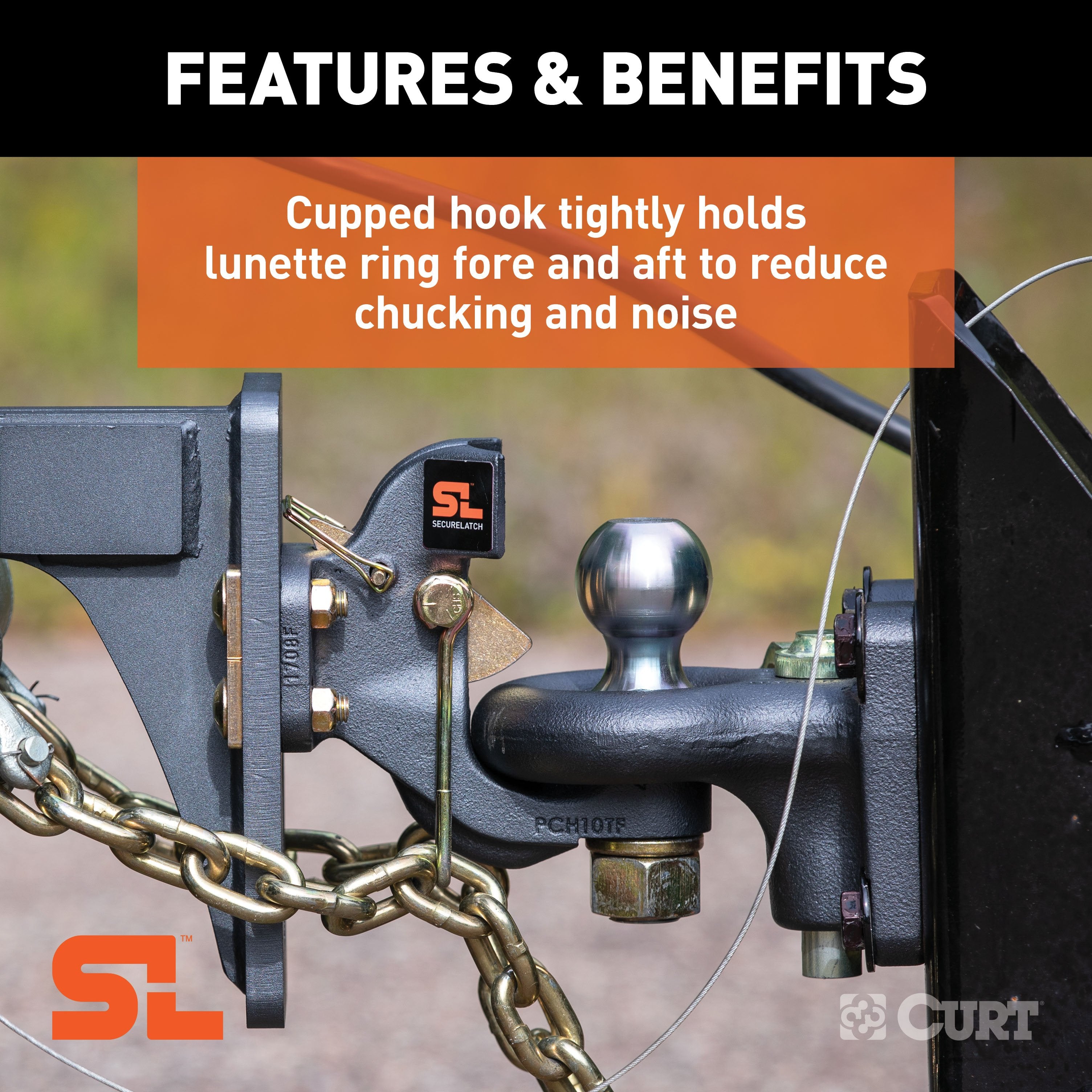CURT SecureLatch 2-5/16-Inch Ball and Pintle Hitch Hook Combination, 20,000 Pounds, Mount Required Model 48410