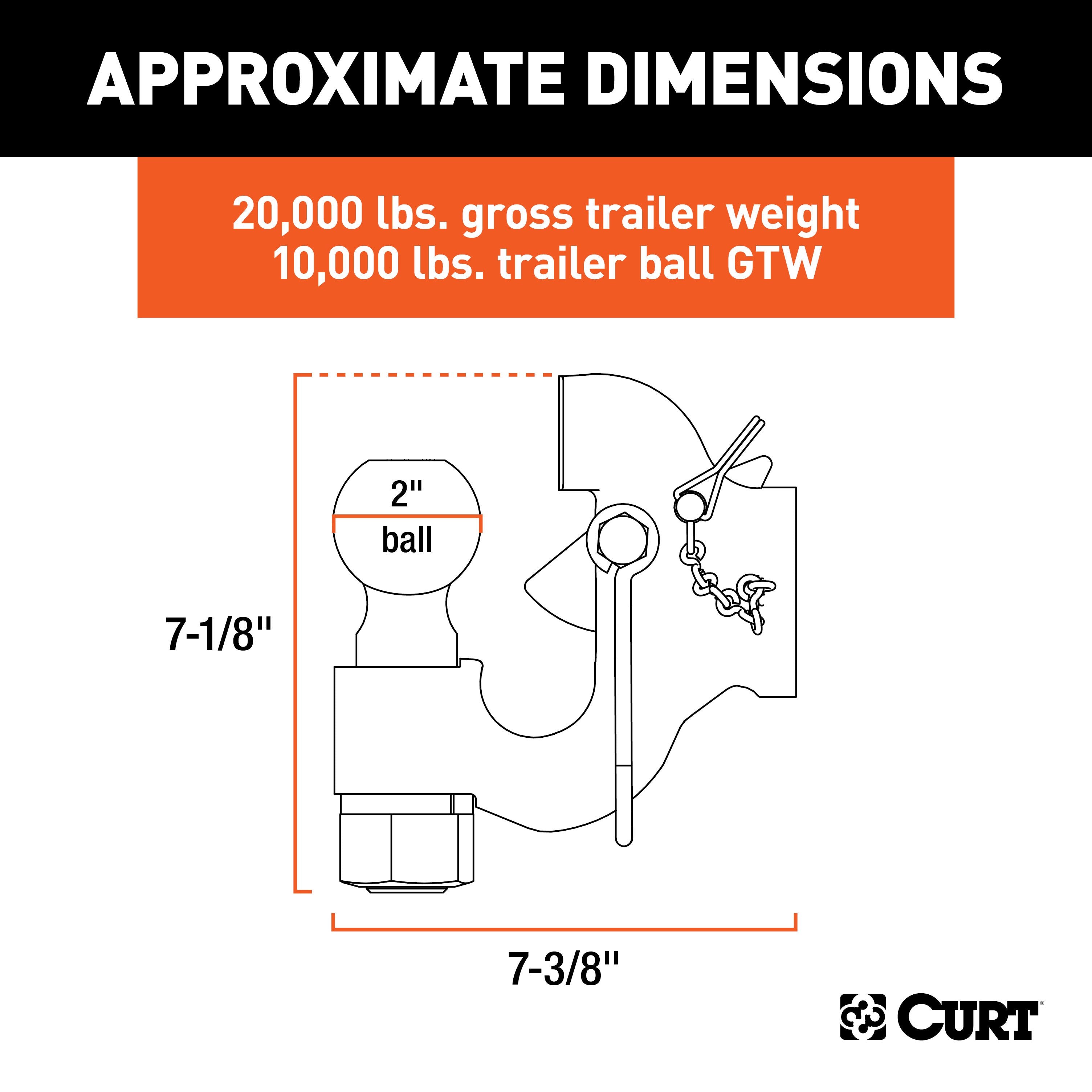 CURT SecureLatch 2-Inch Ball and Pintle Hitch Hook Combination, 20,000 Pounds, Mount Required Model 48411