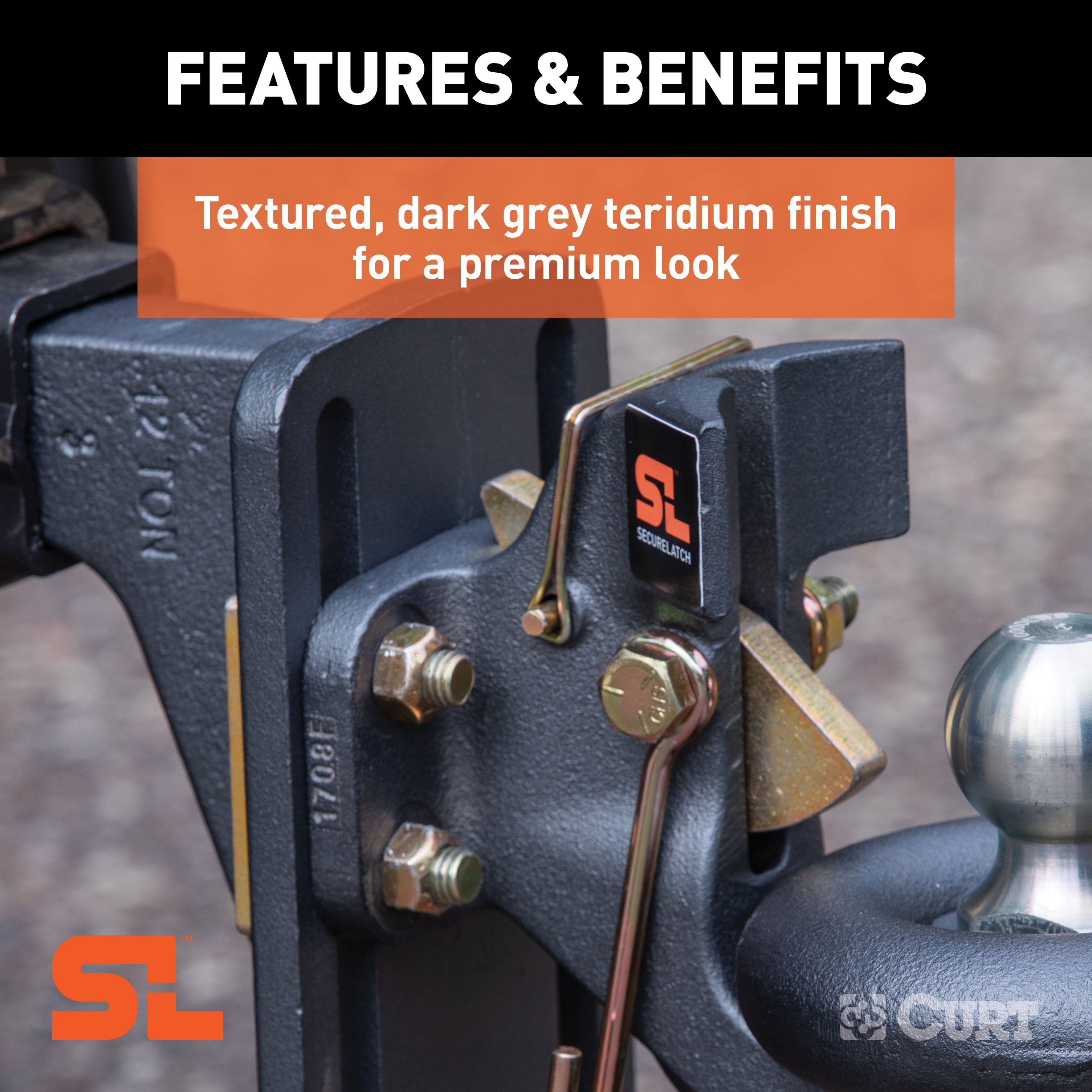 CURT SecureLatch 2-Inch Ball and Pintle Hitch Hook Combination, 20,000 Pounds, Mount Required Model 48411