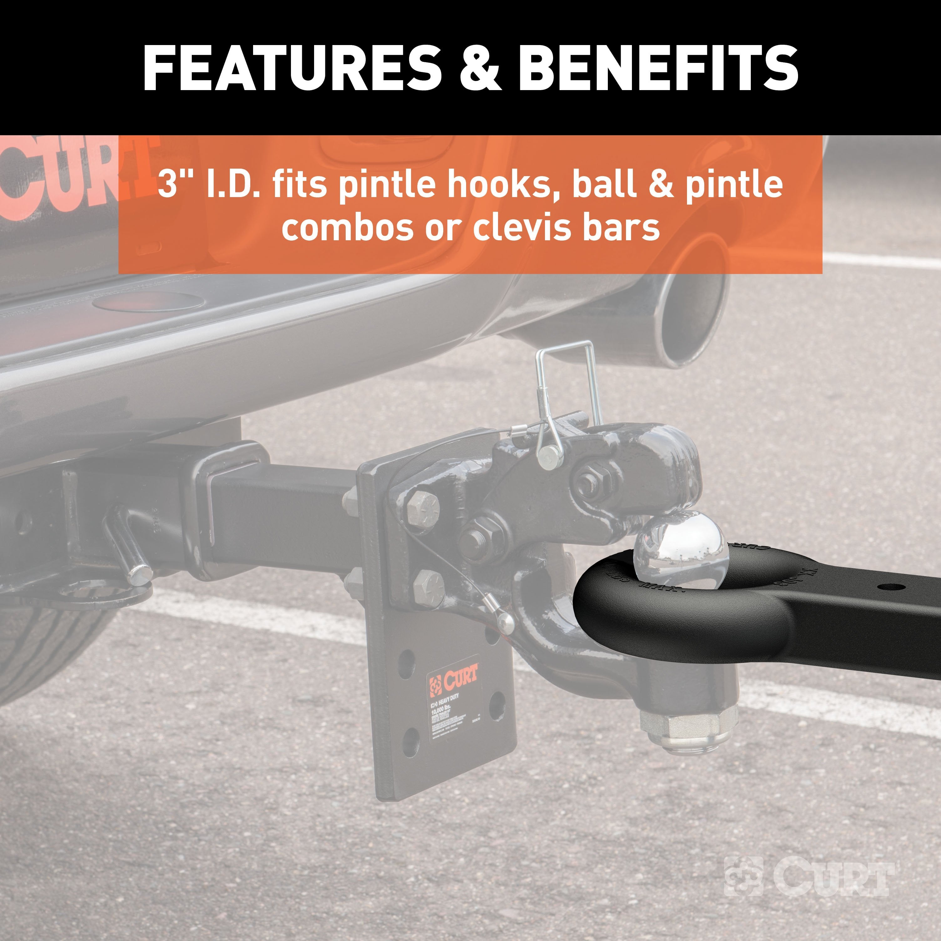 CURT Black Steel Pintle Hitch Lunette Ring 3-Inch ID, 22,000 lbs Model 48510