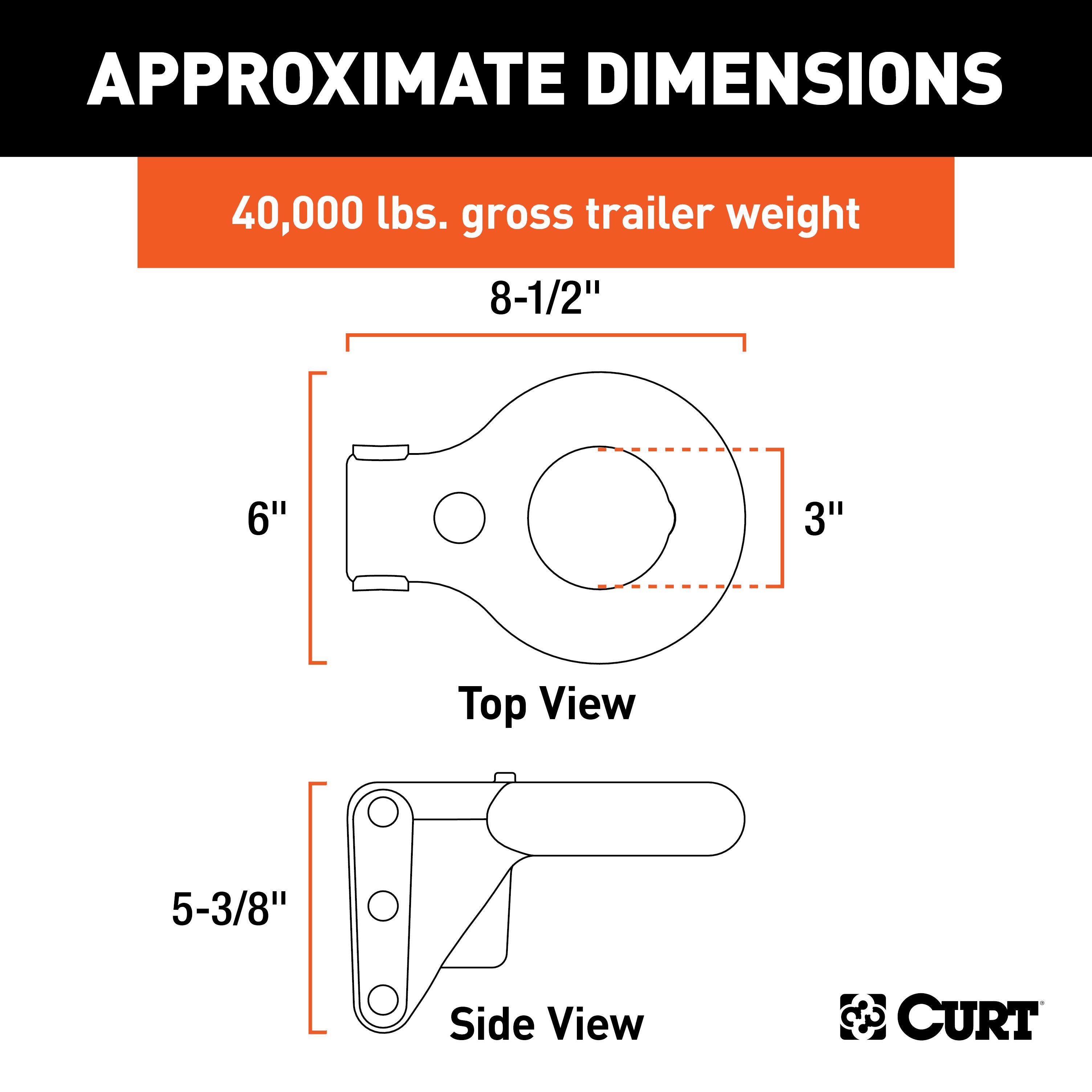 CURT SecureLatch Channel-Style Lunette Ring, 40,000 Pounds, 3-Inch ID Model 48626