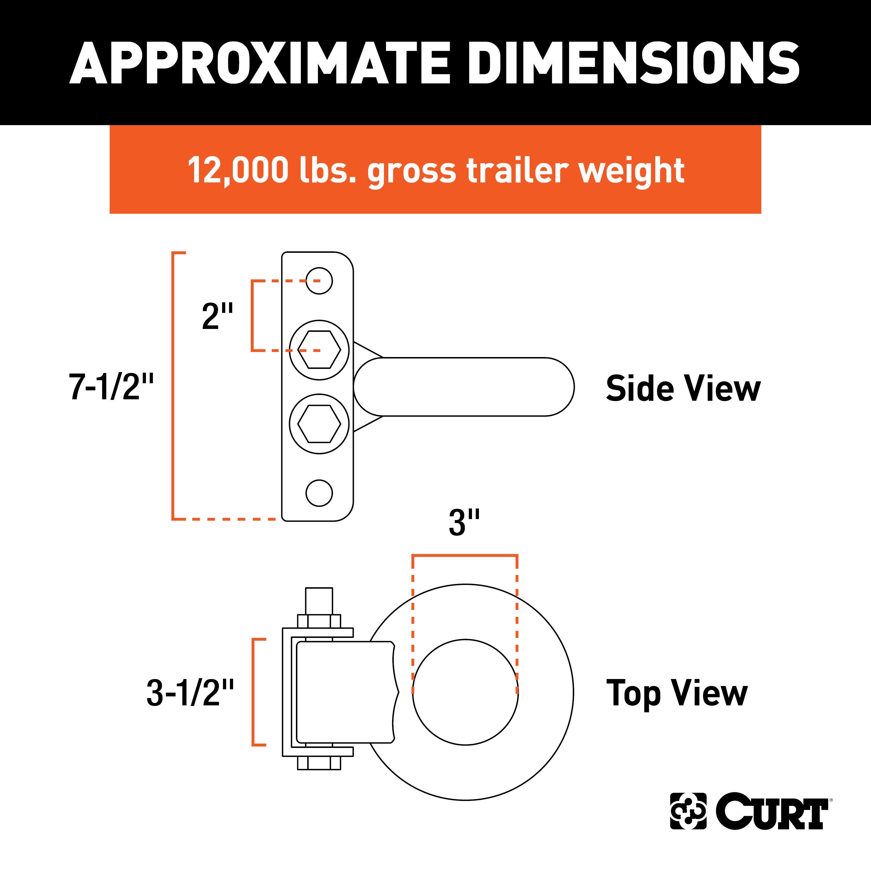 CURT Raw Steel Adjustable Pintle Hitch Lunette Ring 3-In ID, 12,000 lbs, 7-1/2-Inch Channel Height Model 48630