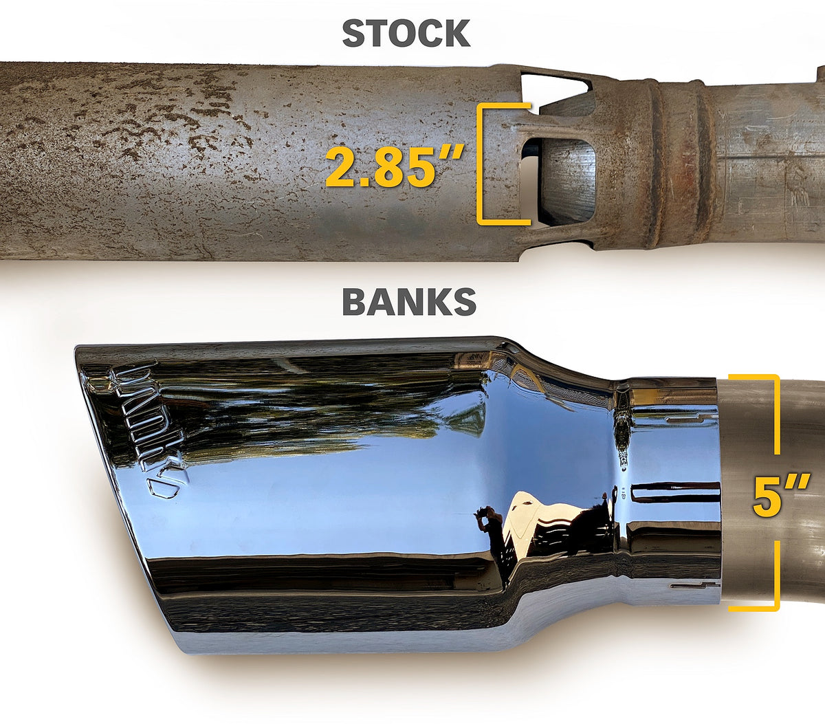 Monster Exhaust System 5-inch Single Exit Chrome Tip 2017- 2019 Chevy/GMC 2500/3500 Duramax 6.6L L5P Banks Power