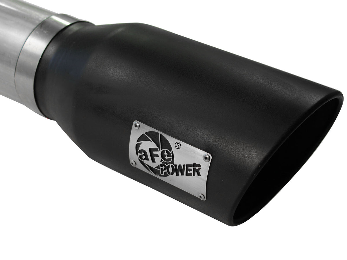 Atlas 5 Inch Aluminized Steel Dpf-Back Exhaust System w/Black Tip Ford Diesel Trucks 15-16 V8-6.7L (td) aFe Power