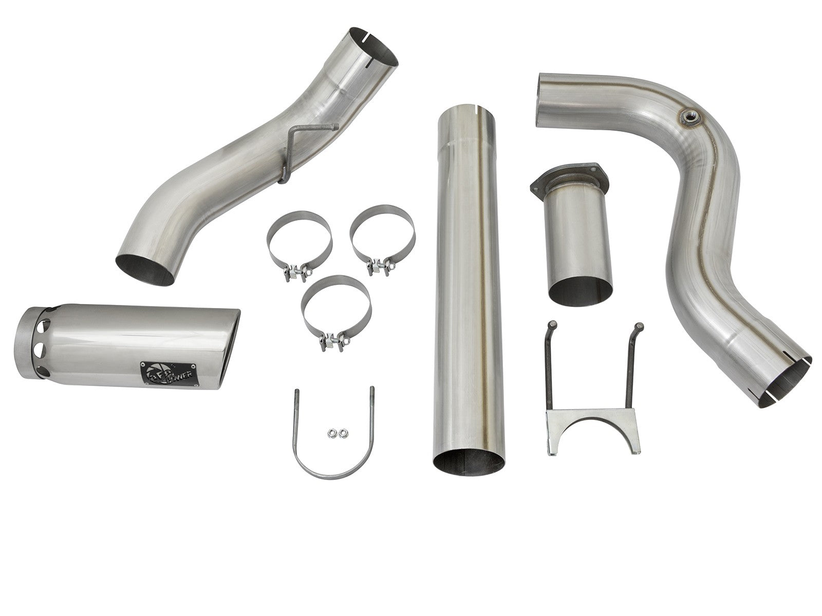 Atlas 5 Inch Aluminized Steel Dpf-Back Exhaust System w/Polished Tip Ford Diesel Trucks 17-26 V8-6.7L (td) aFe Power