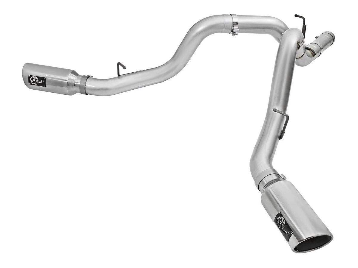 Atlas 4 Inch Aluminized Steel Dpf-Back Exhaust System w/Polished Tip GM Diesel Trucks 2016 V8-6.6L (td) Lml aFe Power