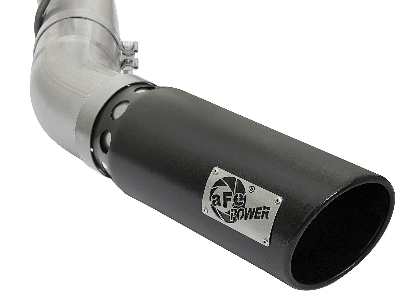 Atlas 4 Inch Aluminized Steel Dpf-Back Exhaust System w/Black Tip GM Diesel Trucks 17-19 V8-6.6L (td) L5P aFe Power