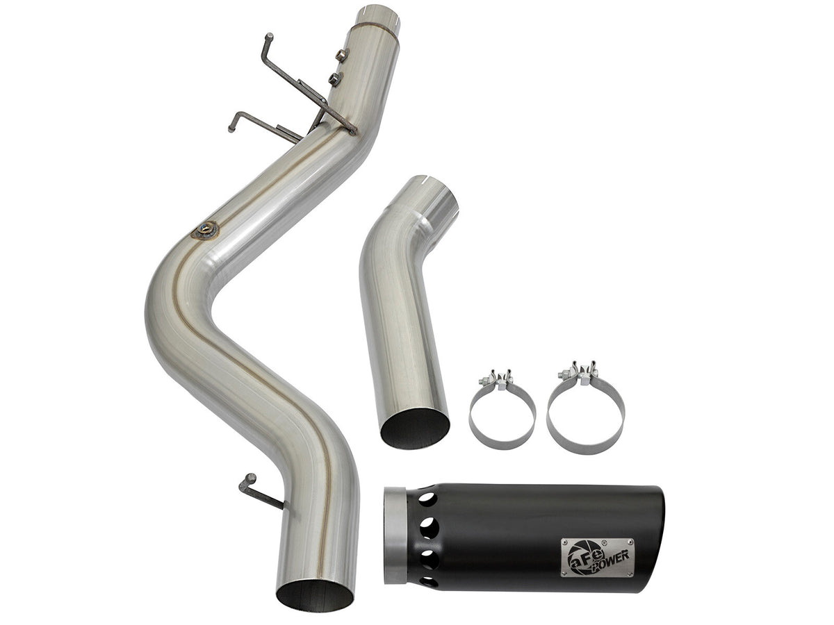 Atlas 4 Inch Aluminized Steel Dpf-Back Exhaust System w/Black Tip GM Diesel Trucks 17-19 V8-6.6L (td) L5P aFe Power