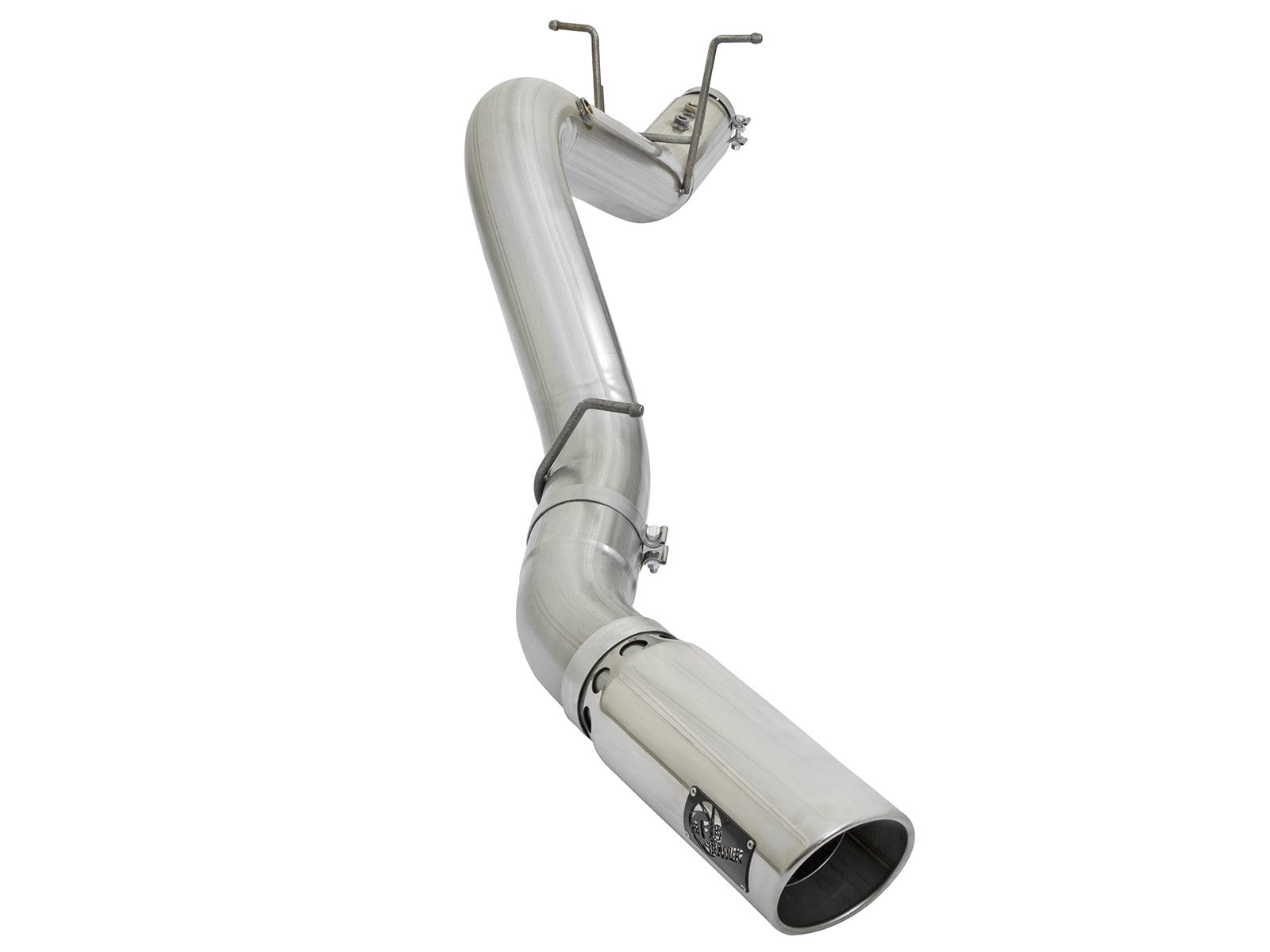 Atlas 4 Inch Aluminized Steel Dpf-Back Exhaust System w/ Polished Tip GM Diesel Trucks 17-19 V8-6.6L (td) L5P Single Rear Exit Position aFe Power