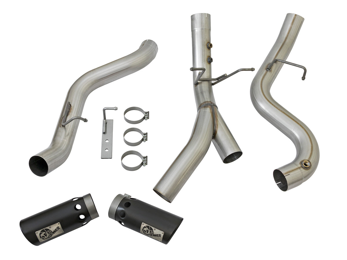 Atlas 4 Inch Aluminized Steel Dpf-Back Exhaust System w/ Black Tip GM Diesel Trucks 17-19 V8-6.6L (td) L5P aFe Power