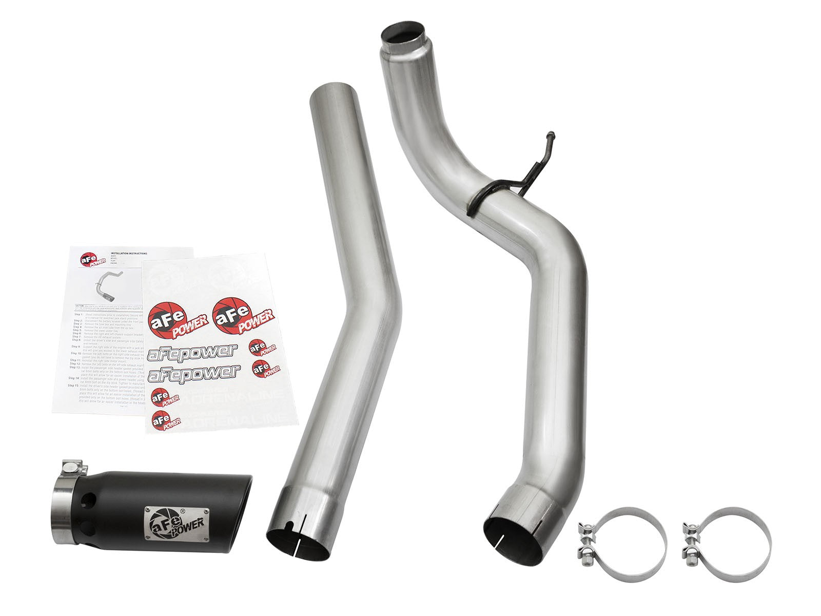 Atlas 4 Inch Aluminized Steel Dpf-Back Exhaust System w/Black Tip Nissan Titan Xd 16-19 V8-5.0L (td) aFe Power