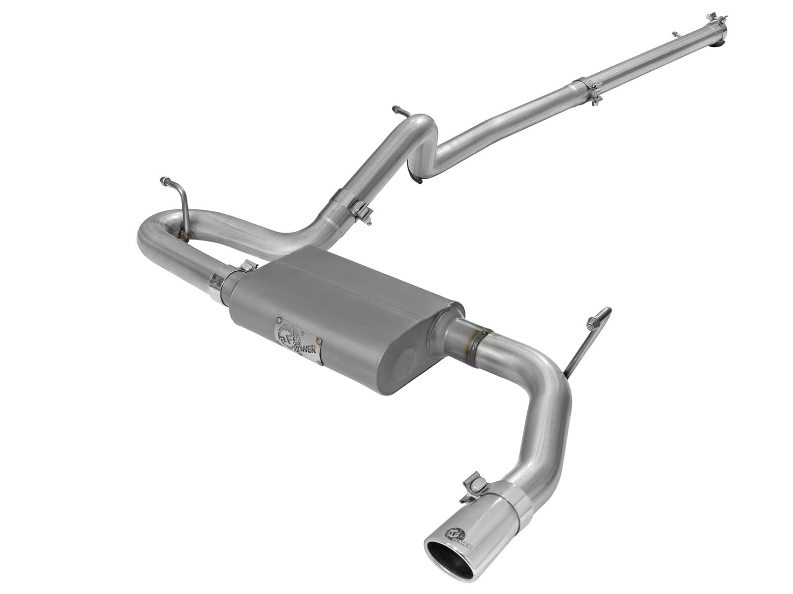 Scorpion 2-1/2 Inch Aluminized Steel Cat-Back Exhaust System w/ Polished Tip Jeep Wrangler (JK) 07-18 V6-3.6L/3.8L aFe Power