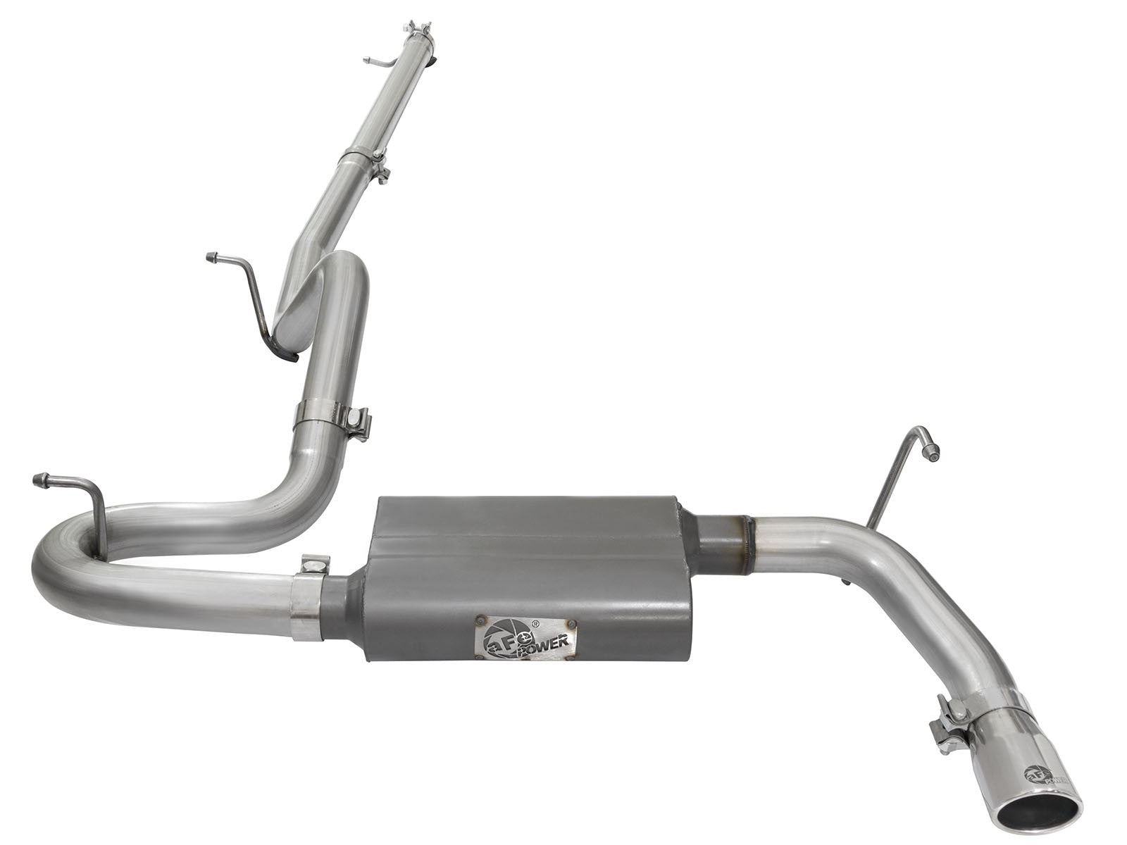 Scorpion 2-1/2 Inch Aluminized Steel Cat-Back Exhaust System w/ Polished Tip Jeep Wrangler (JK) 07-18 V6-3.6L/3.8L aFe Power