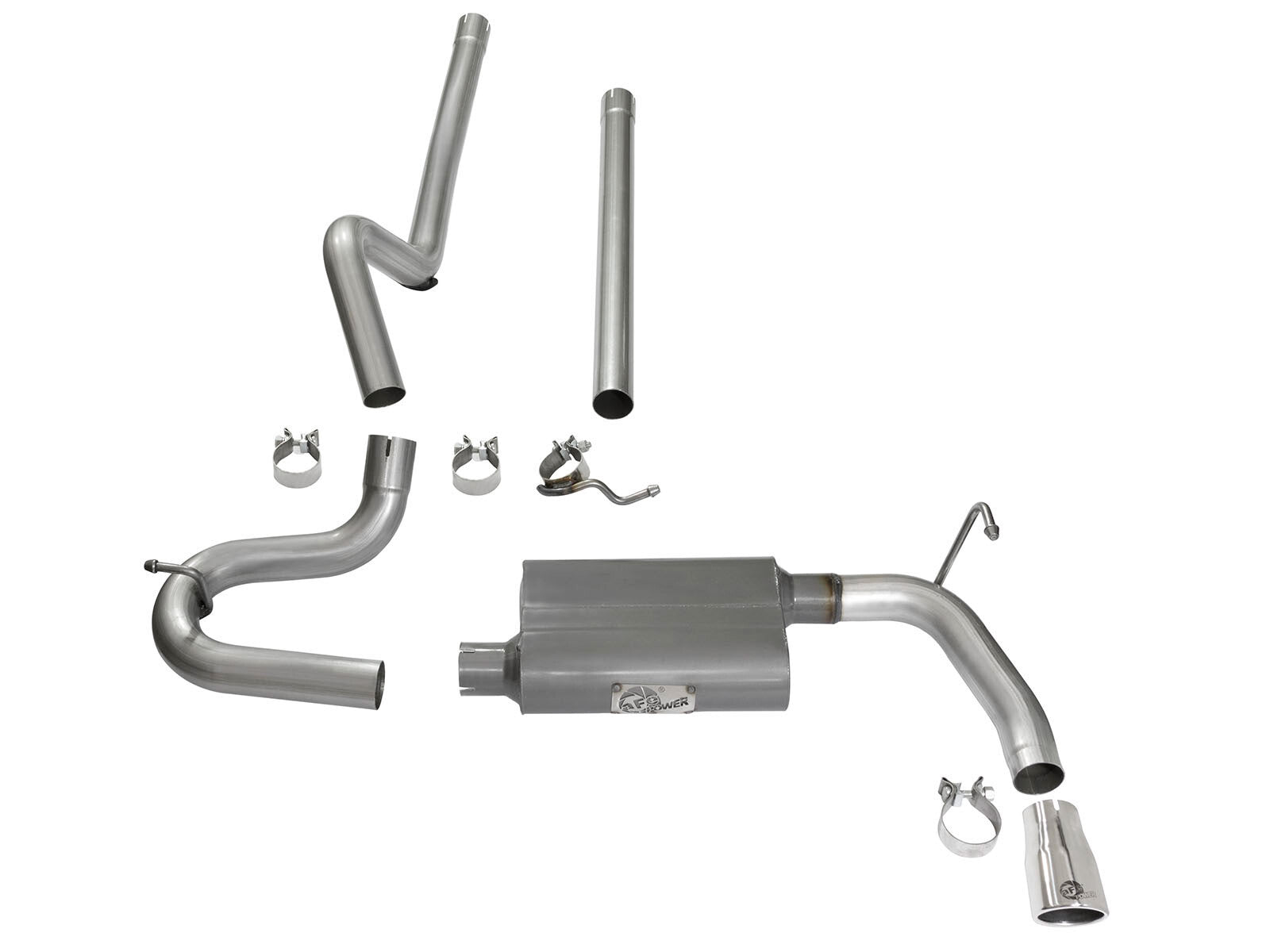 Scorpion 2-1/2 Inch Aluminized Steel Cat-Back Exhaust System w/ Polished Tip Jeep Wrangler (JK) 07-18 V6-3.6L/3.8L aFe Power