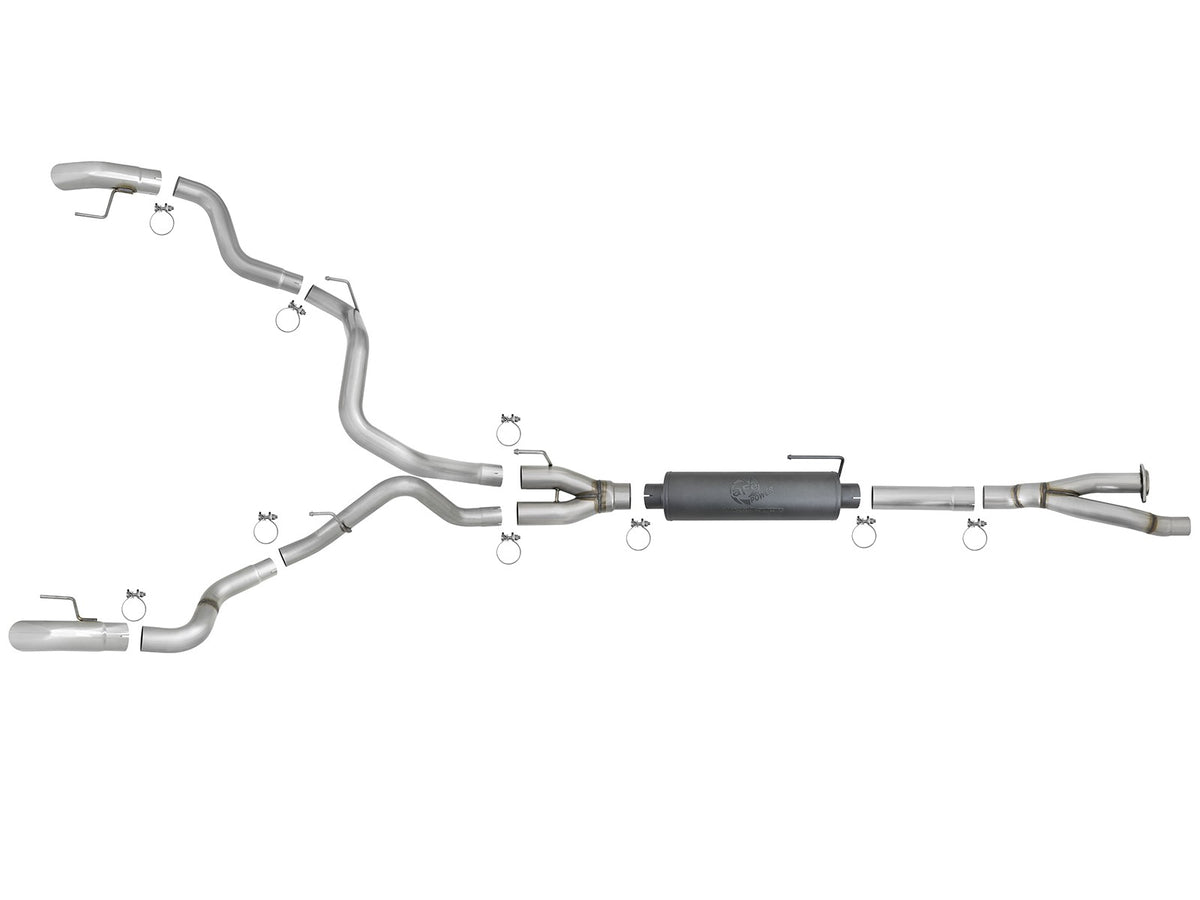 Mach Force-Xp 3 Inch 304 SS Cat-Back Hi-Tuck Exhaust System w/ Polished Tips Ford F-150 Raptor 17-20/F-150 Limited 19-20 V6-3.5L (tt) aFe Power