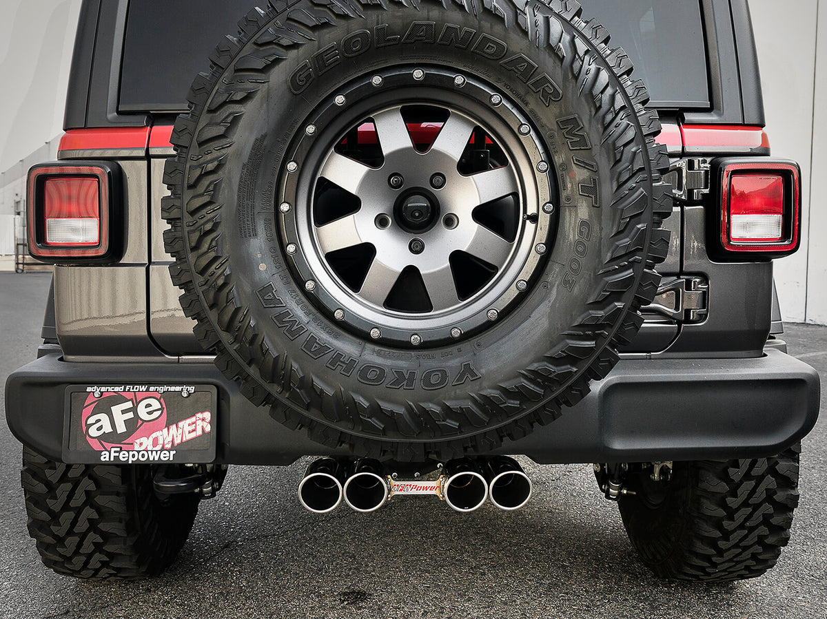 Rebel Series 2-1/2 Inch 304 Stainless Steel Cat-Back Exhaust w/ Polished Tip Jeep Wrangler (Jl) 18-26 V6-3.6L Split rear aFe Power
