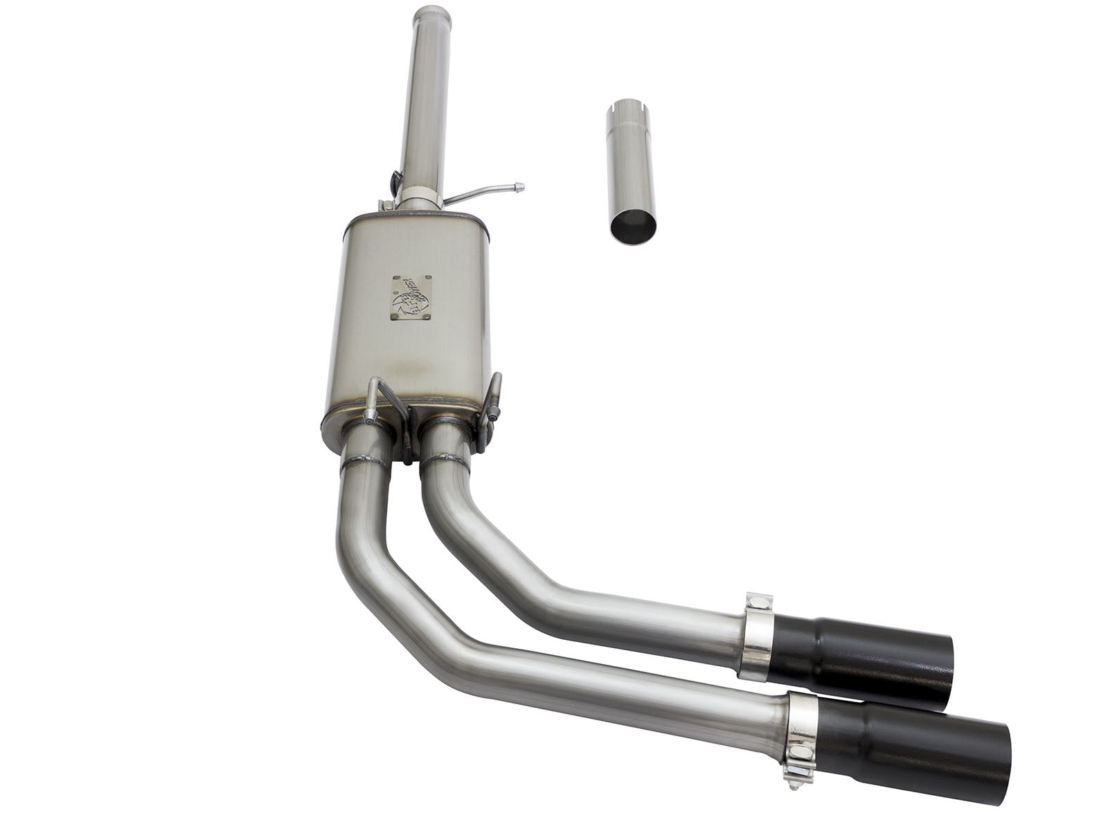 Rebel Series 3 Inch to 2-1/2 Inch 409 Stainless Steel Cat-Back Exhaust w/ Polish Tip Silverado/Sierra 1500 09-18 Crew Cab & Ext Cab V6-4.3/V8-4.8/5.3L aFe Power