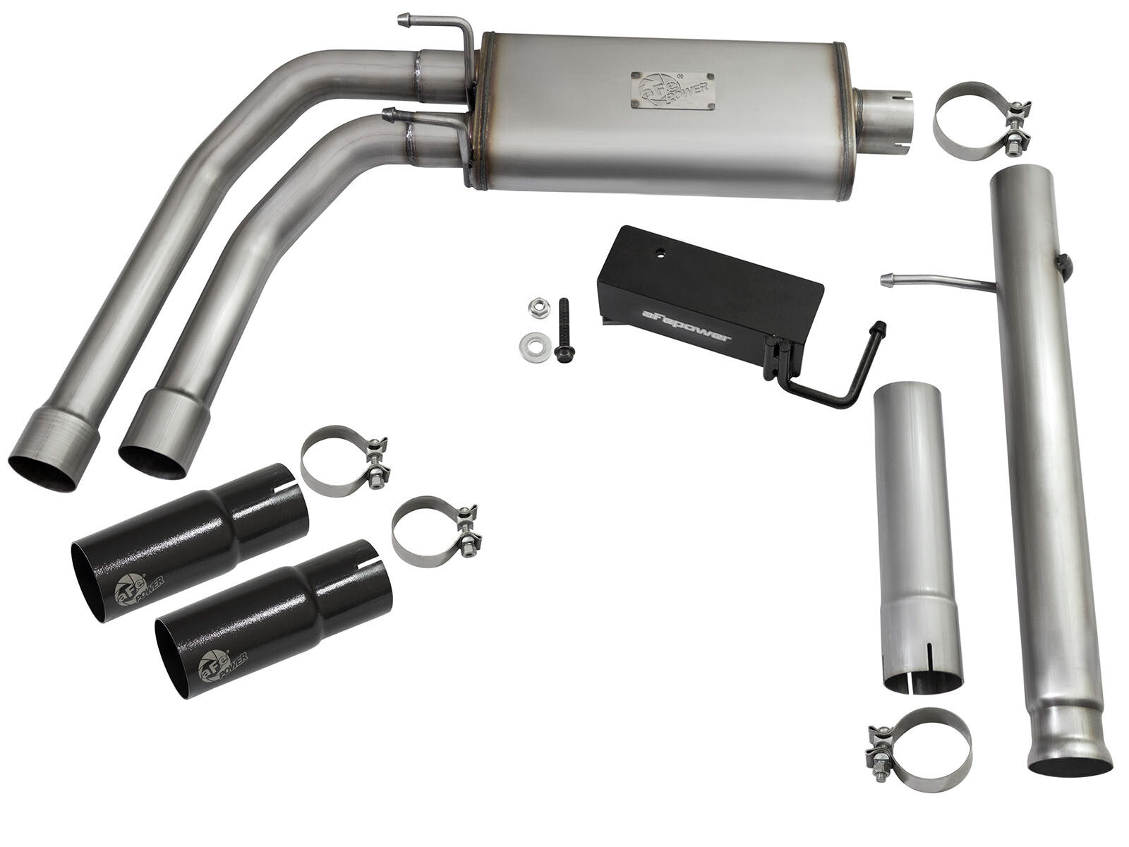 Rebel Series 3 Inch to 2-1/2 Inch 409 Stainless Steel Cat-Back Exhaust w/ Polish Tip Silverado/Sierra 1500 09-18 Crew Cab & Ext Cab V6-4.3/V8-4.8/5.3L aFe Power