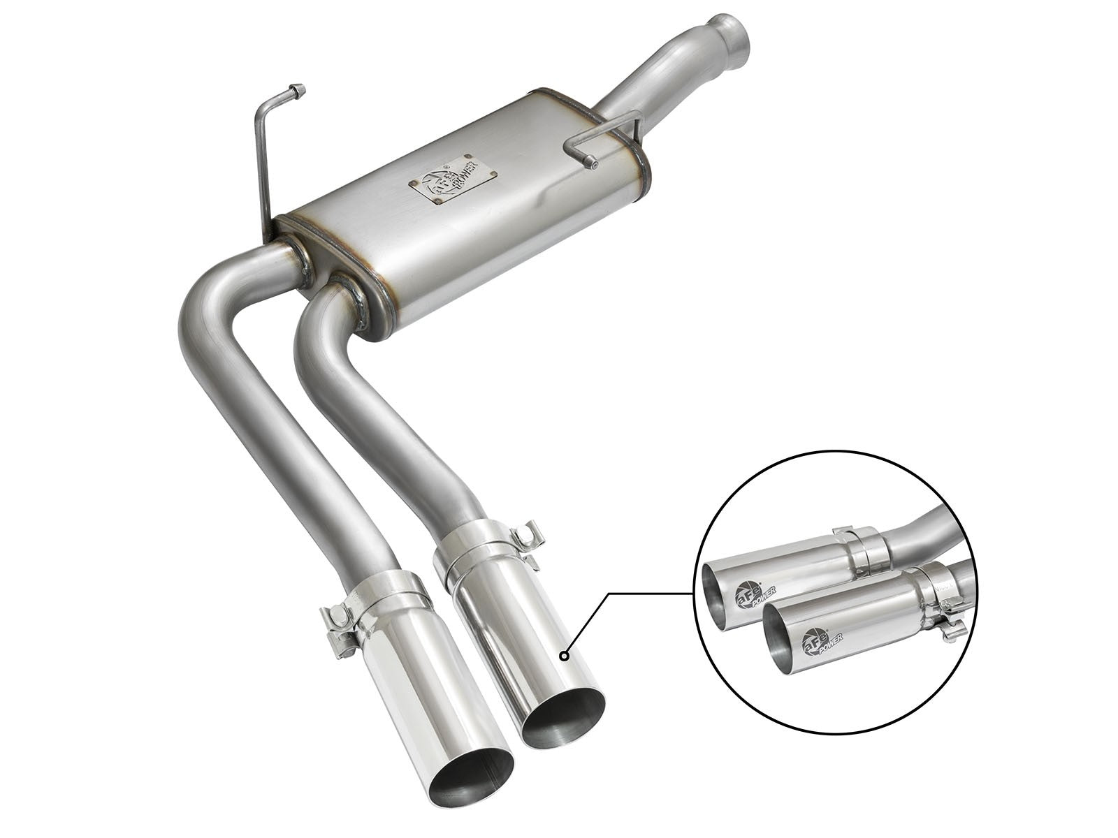 Rebel Series 3 Inch to 2-1/2 Inch 409 Stainless Steel Cat-Back Exhaust w/ Polish Tip Silverado/Sierra 1500 09-18 Reg Cab/Short Bed V6-4.3/V8-4.8/5.3L aFe Power