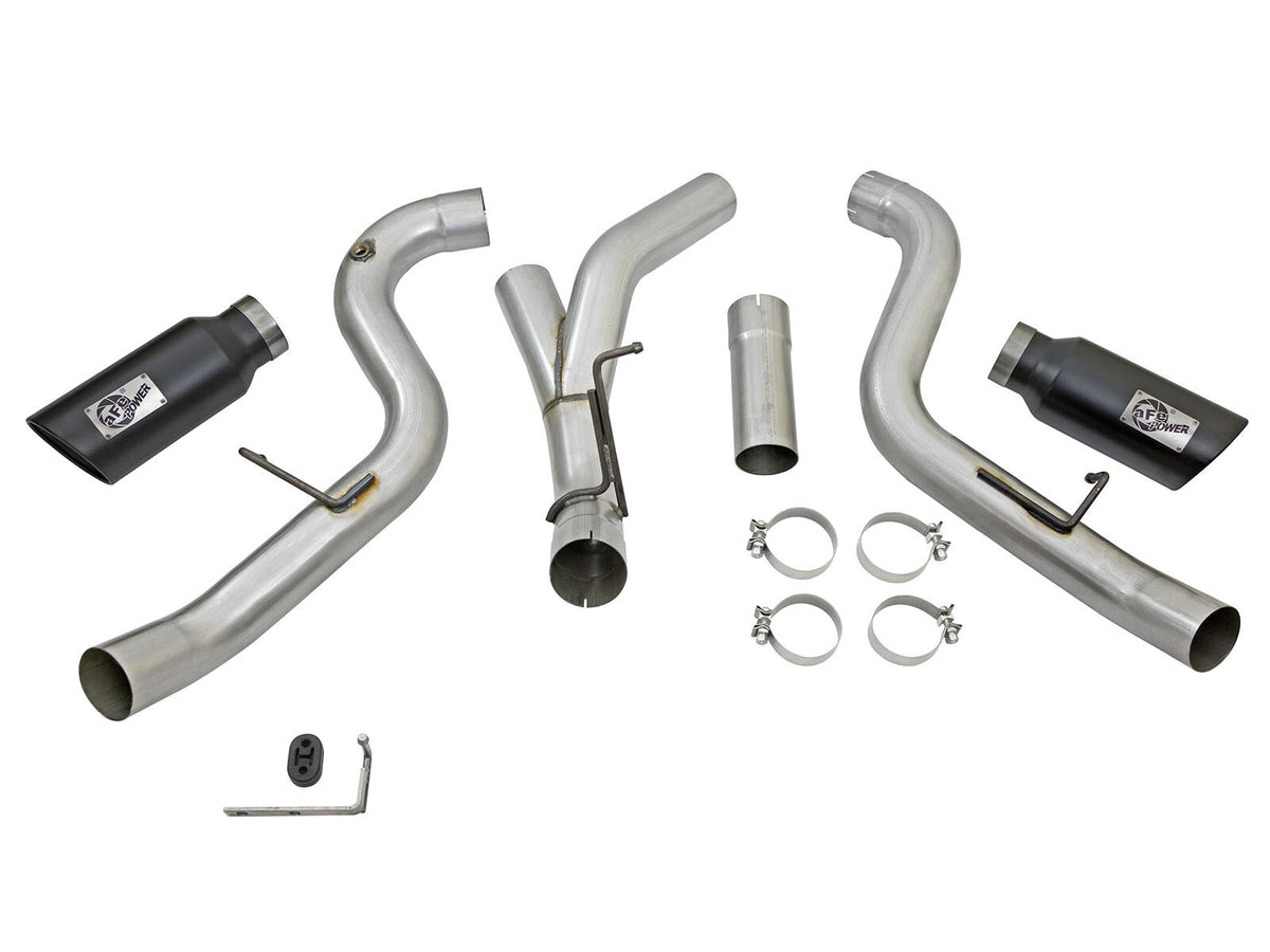Large Bore-HD 4 Inch 409 Stainless Steel Dpf-Back Exhaust System w/Black Tip GM Diesel Trucks 2016 V8-6.6L (td) Lml aFe Power