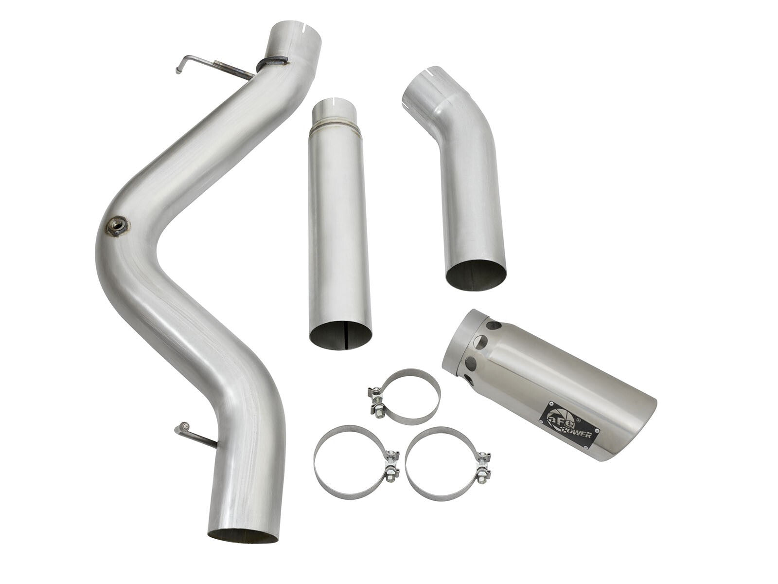Large Bore-HD 5 Inch 409 Stainless Steel Dpf-Back Exhaust System w/ Tip GM Diesel Trucks 2016 V8-6.6L (td) Lml aFe Power