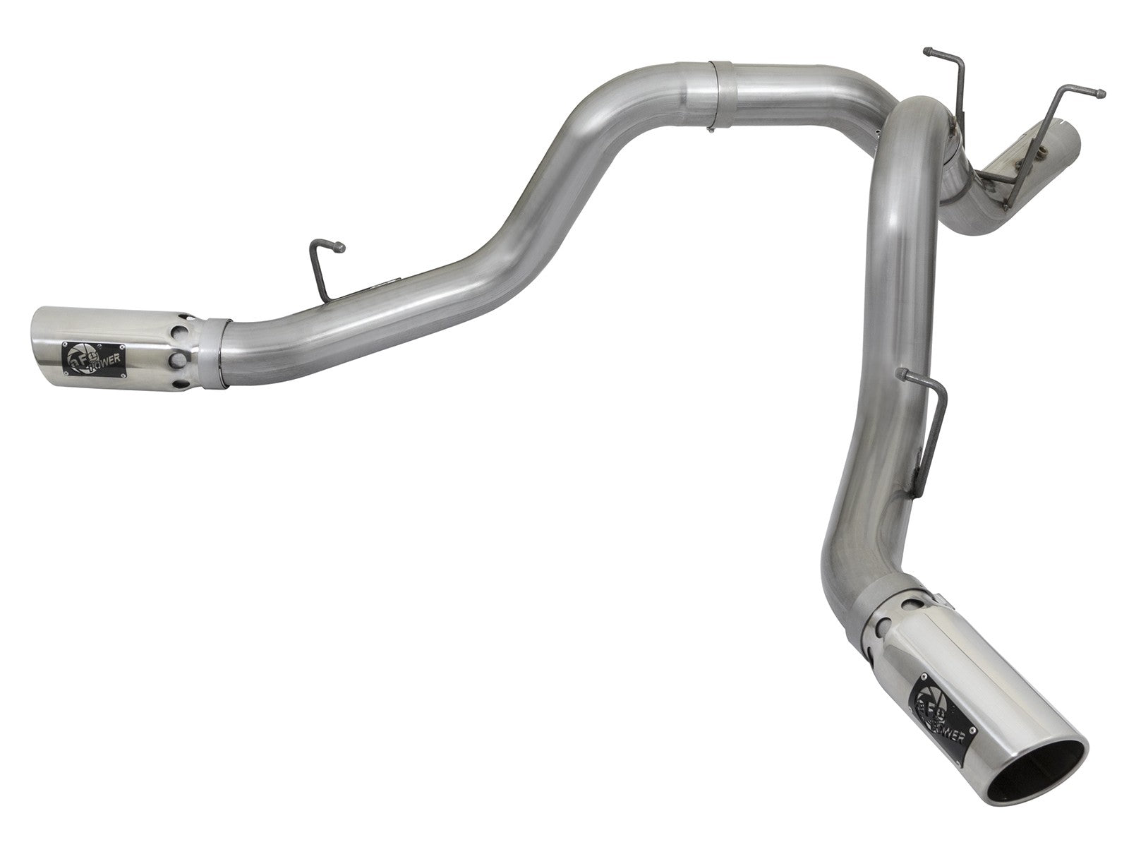 Large Bore-HD 4 Inch 409 Stainless Steel Dpf-Back Exhaust w/Dual Polished Tips GM Diesel Trucks 17-19 V8-6.6L (td) L5P aFe Power